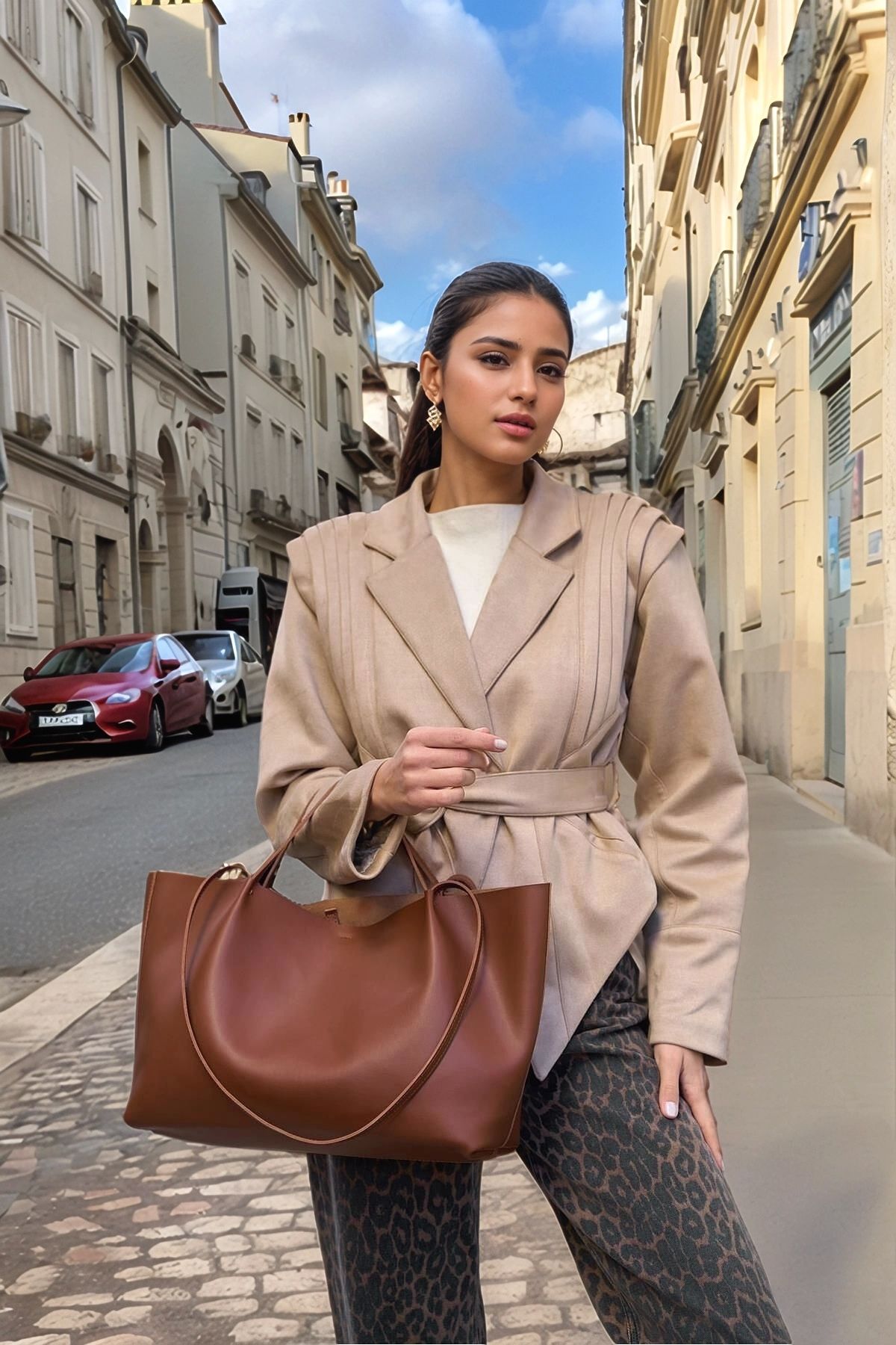 PayBuy Tokalı Tasarıma Sahip Geniş Hacimli El ve Omuz Kullanımına Uygun Modern Tote Çanta