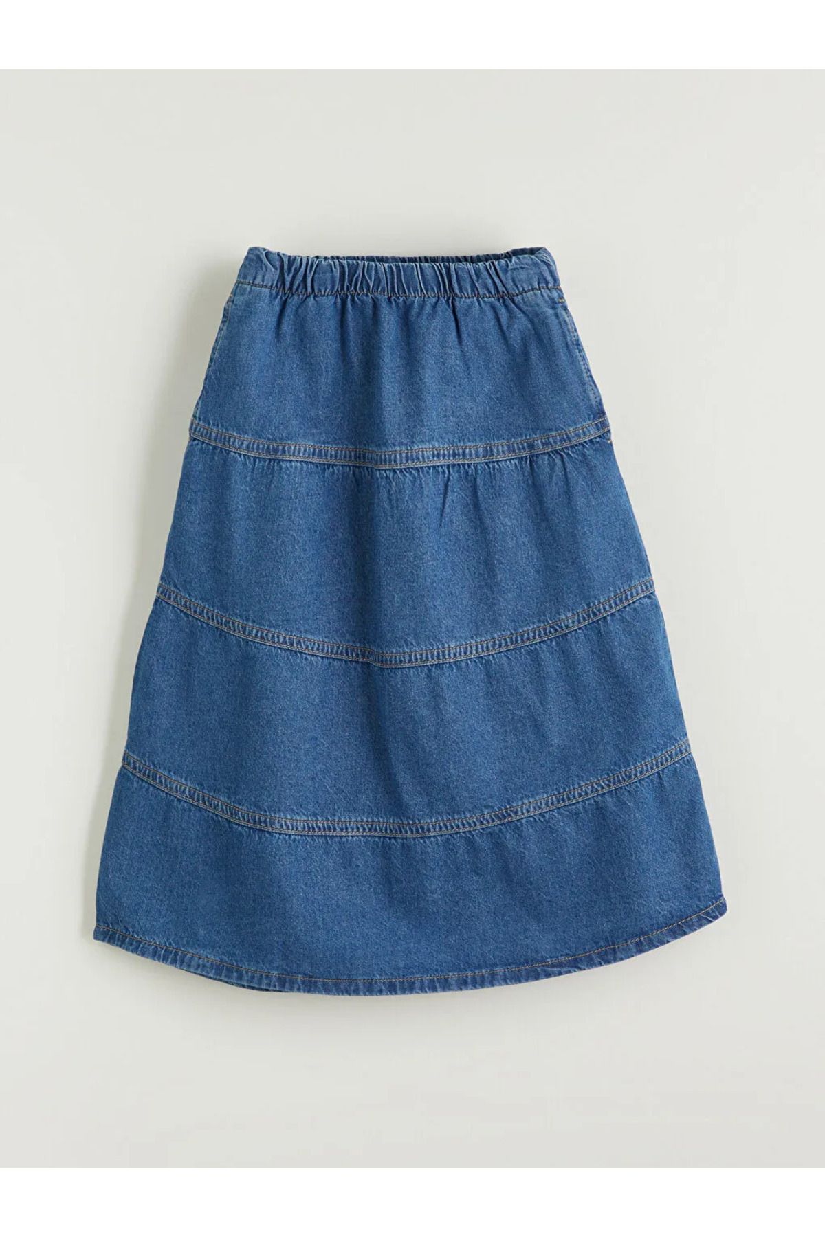 LC Waikiki-LCW Kids Fusta Jeans pentru fete cu talie elastică Indigo 4