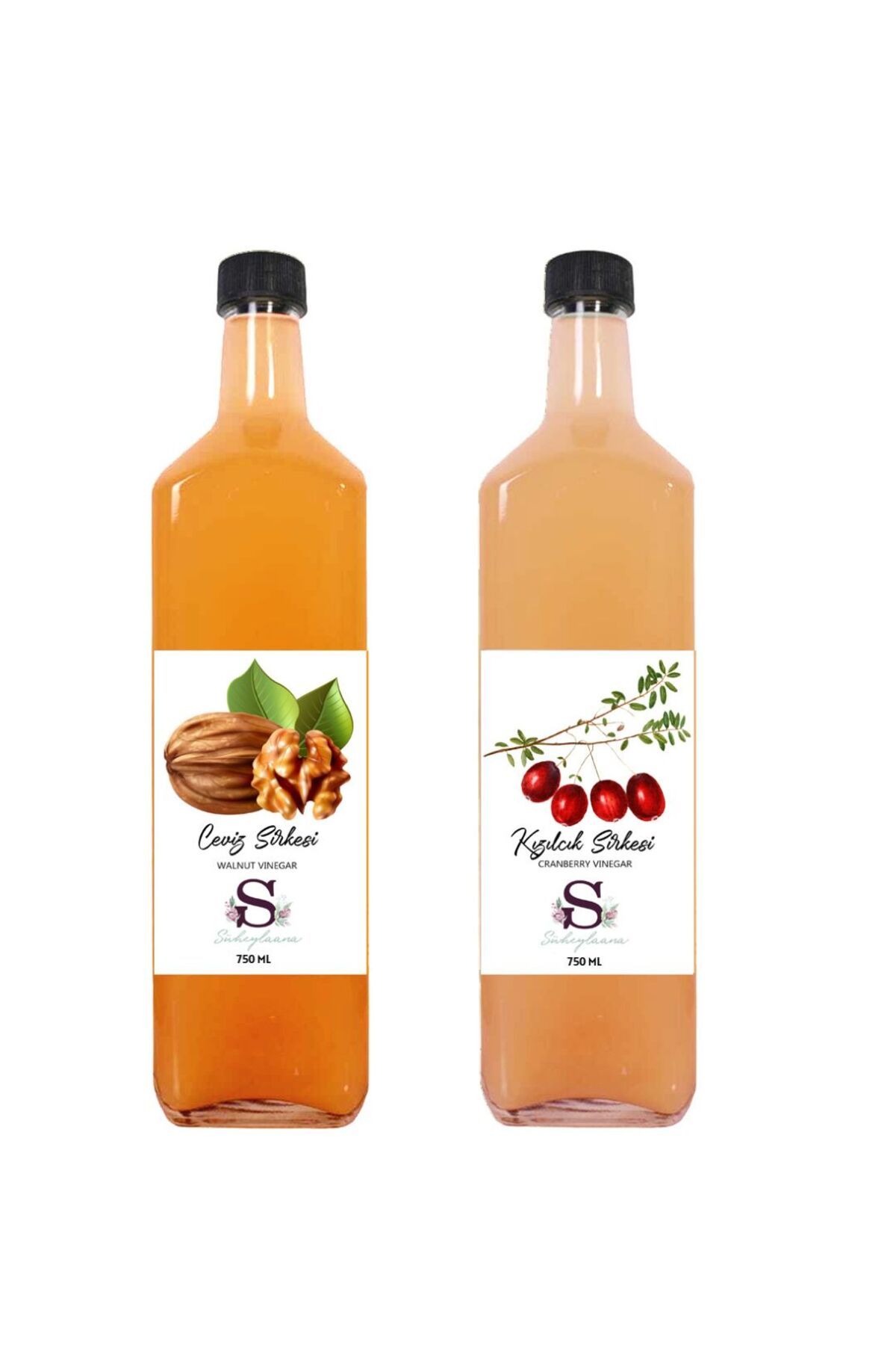 Süheylaana Doğal Ceviz Sirkesi 750 Ml - Doğal Kızılcık Sirkesi 750 Ml