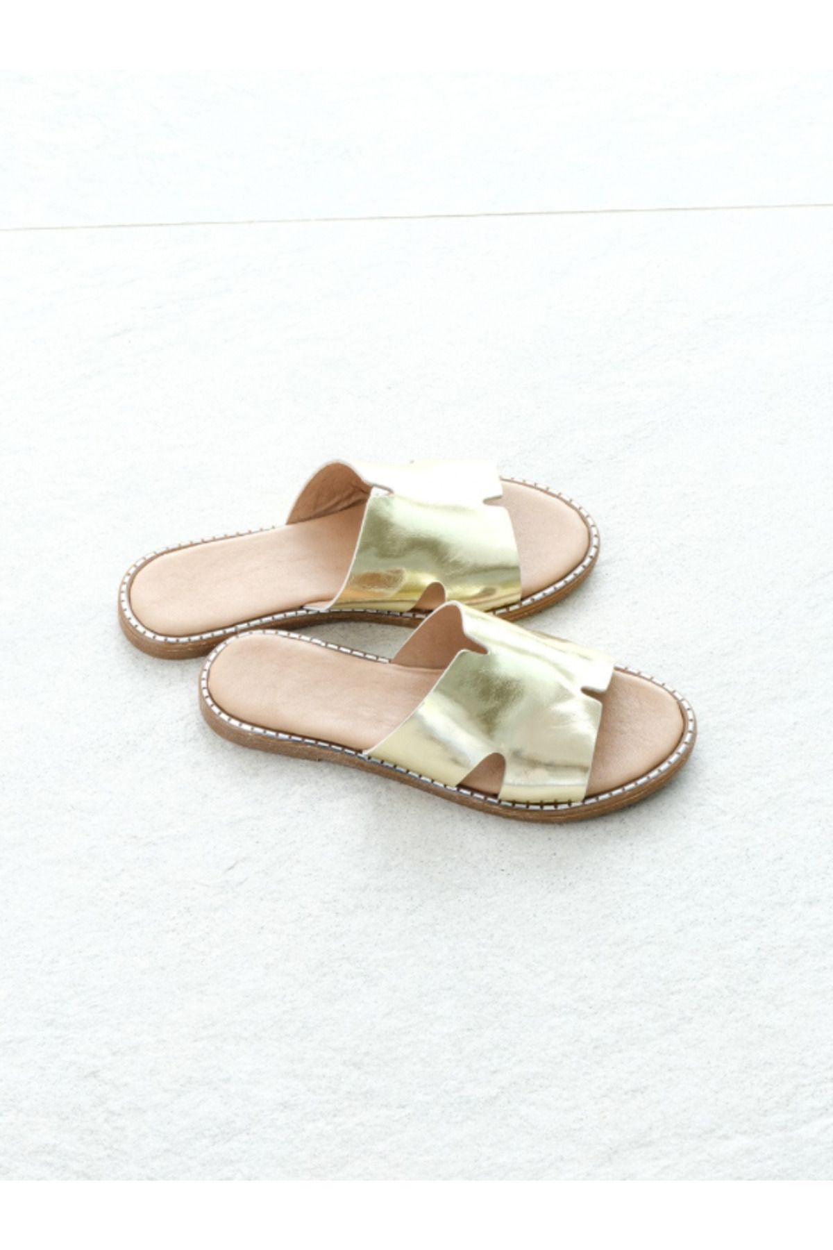 Munshoes Donna Hakiki Deri Kadın Terlik