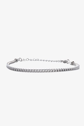 Getto Deri Braided Çelik Bileklik