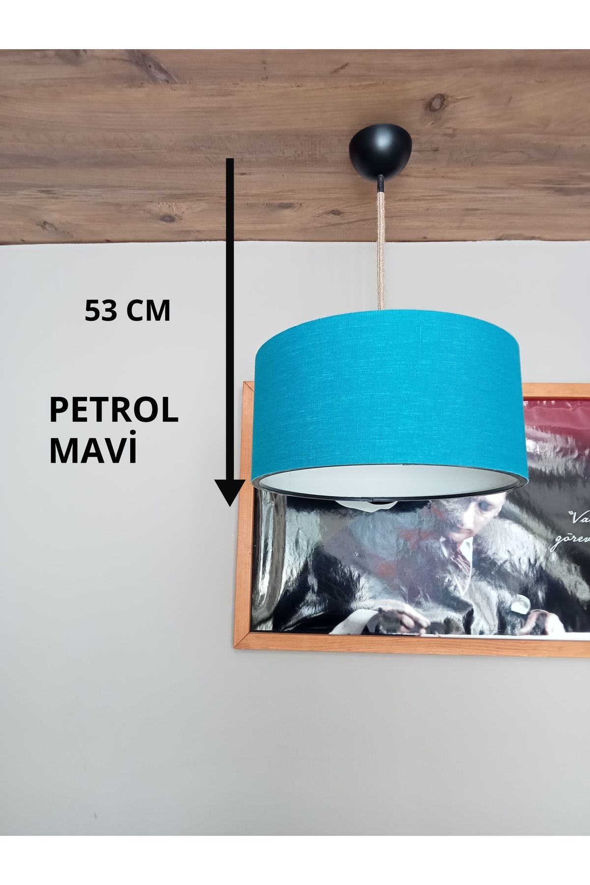 Balsa Dekor AVİZE- PETROL MAVİ- JÜT ÖRGÜ KABLO-GENÇ&YATAK&OTURMA ODASI-SALON