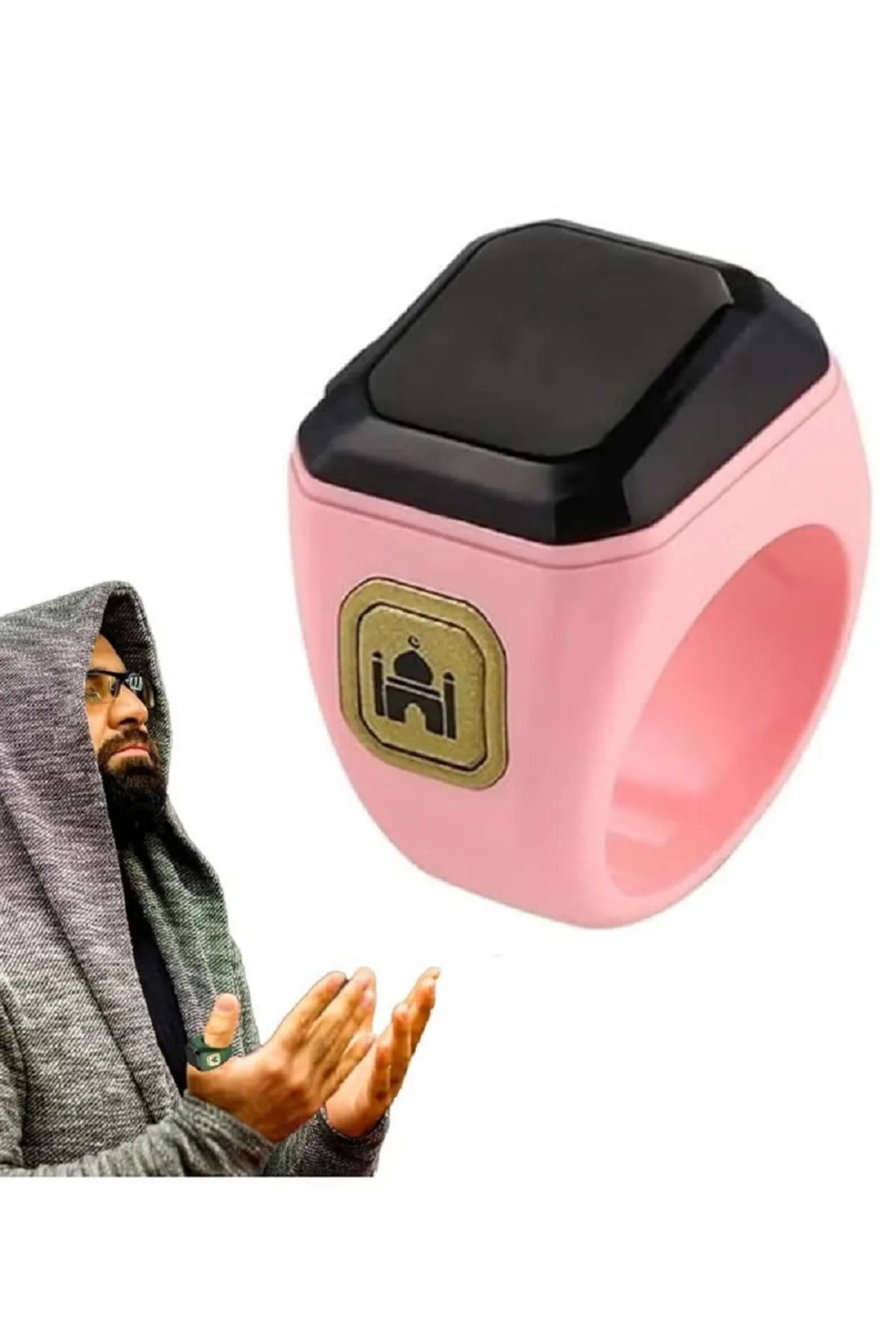 BSTWSH-Zikr Ring Smart Ring with Vibration Reminder Tasbih Counter and Bluetooth Connection (Pink) (20mm) 3