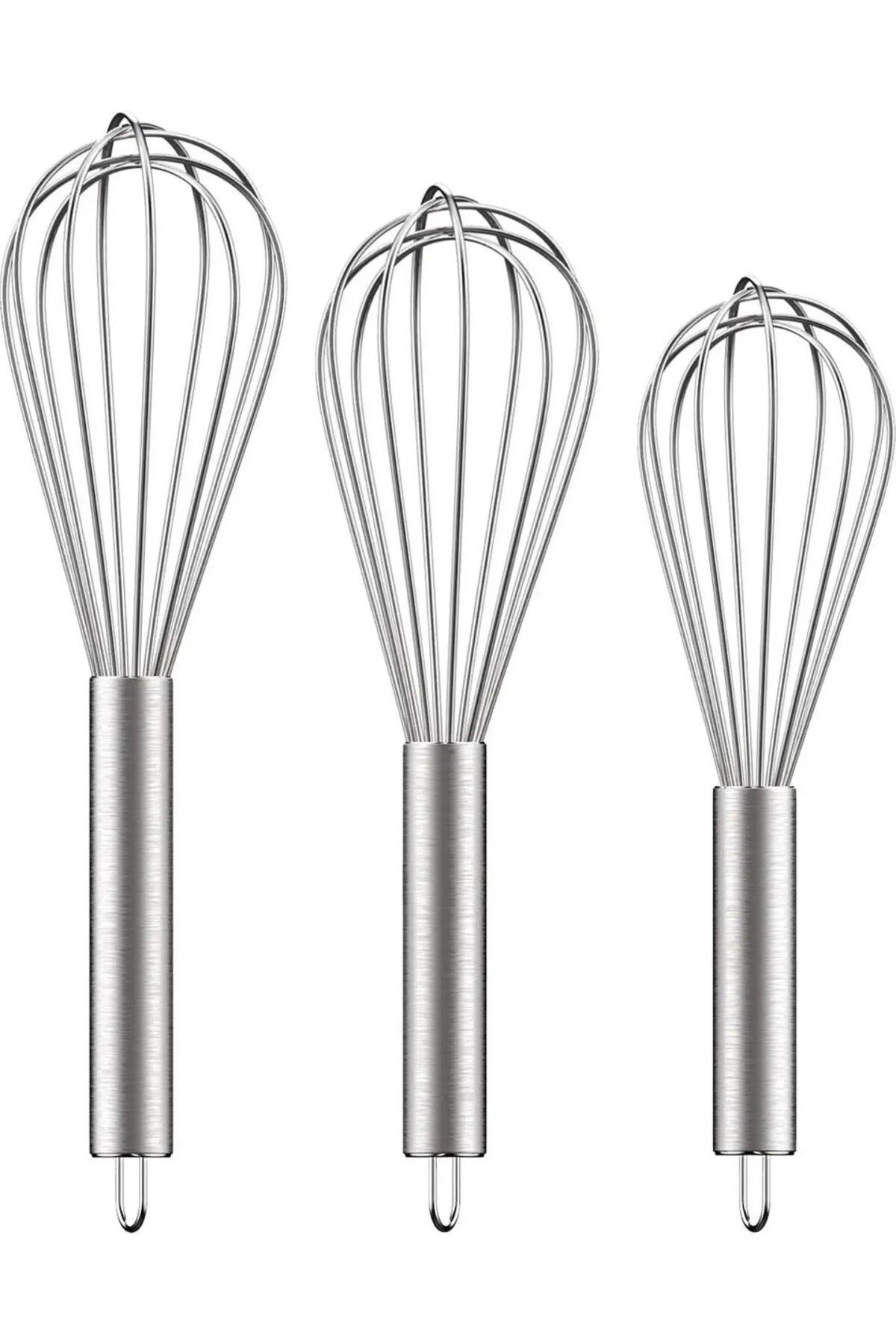 Leony 3 Parça 18/10 Paslanmaz Çelik Lüx Çırpıcı Seti 30 cm 25 cm 22 cm 3 adet