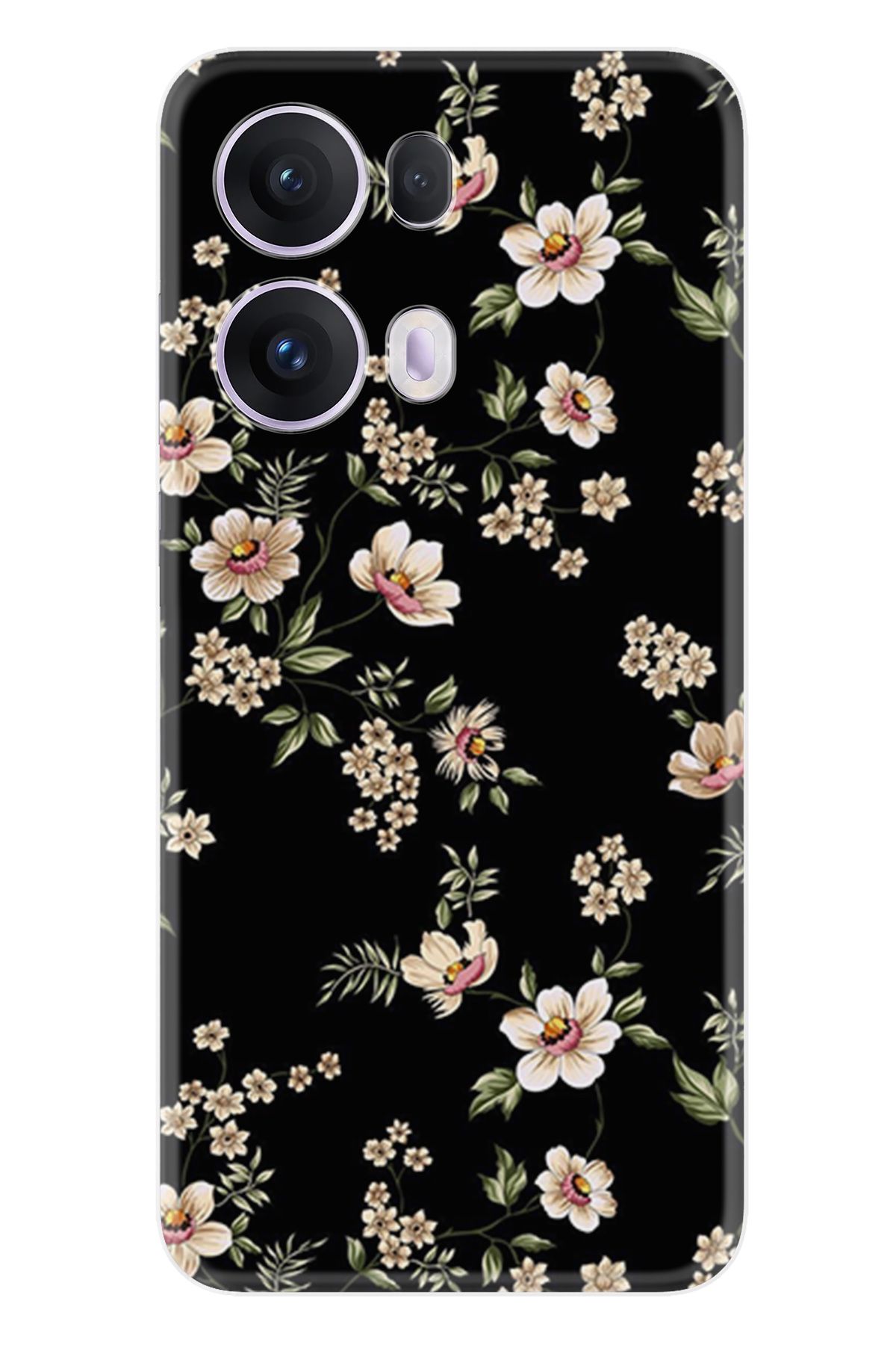 Kılıfland Oppo Reno 13 Pro Kılıf Boutique Baskılı Resimli Siyah Fon Çiçek Pcode -045