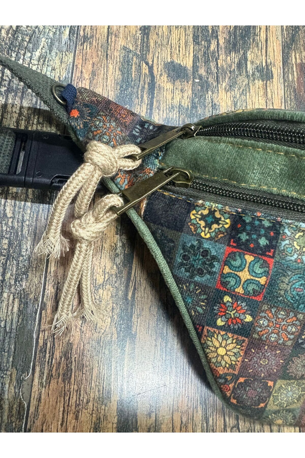street&bagdnz Etnik Otantik 2 Gözlü Bel Çantası Su Geçirmez Günlük Seyahat Kullanım görsel 2