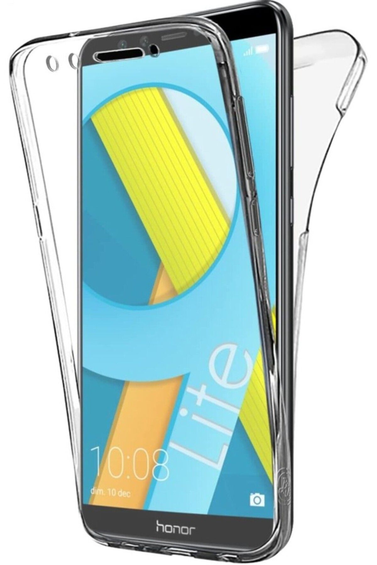 TezMax Honor 9 Lite Uyumlu 360° Ön Arka Tam Koruyucu Şeffaf Silikon Full Body Kılıf