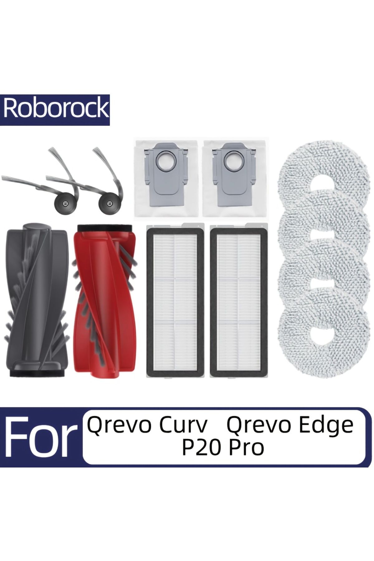 indirimvar Robot süpürge aksesuarları 12 adet Roborock Qrevo Curv Qrevo Edge P20 Pro Yedek Parçaları