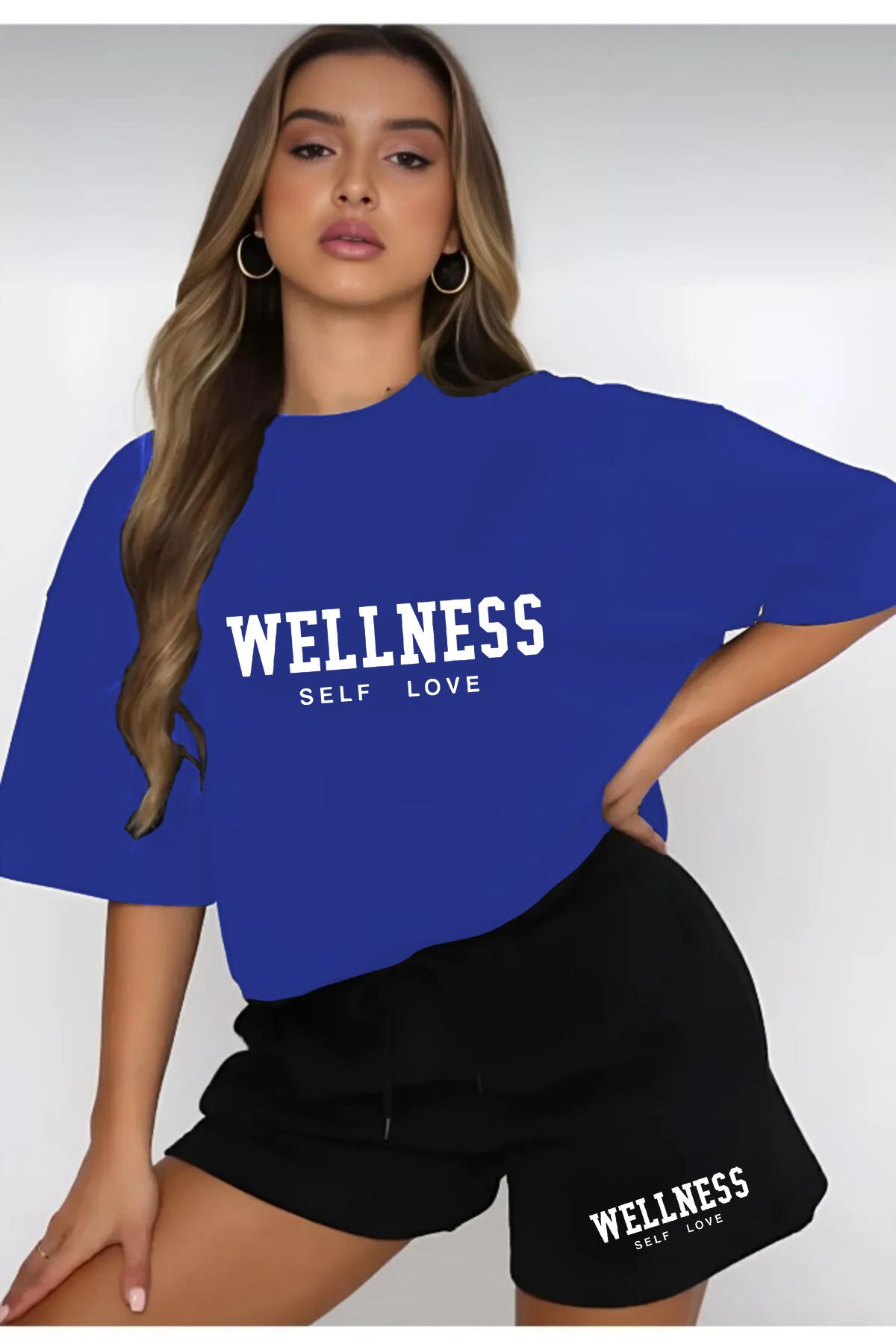 ModaSphere WELLNESS Baskılı Şort ve Tişört Takımı