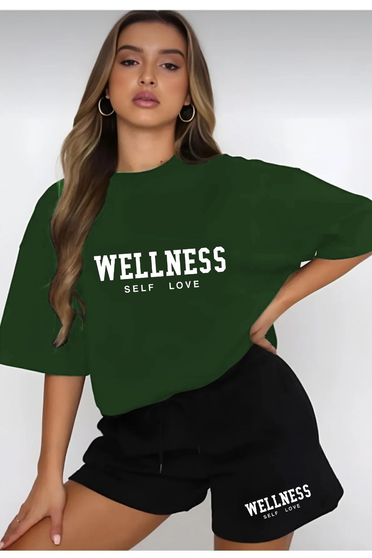 ModaSphere WELLNESS Baskılı Şort ve Tişört Takımı