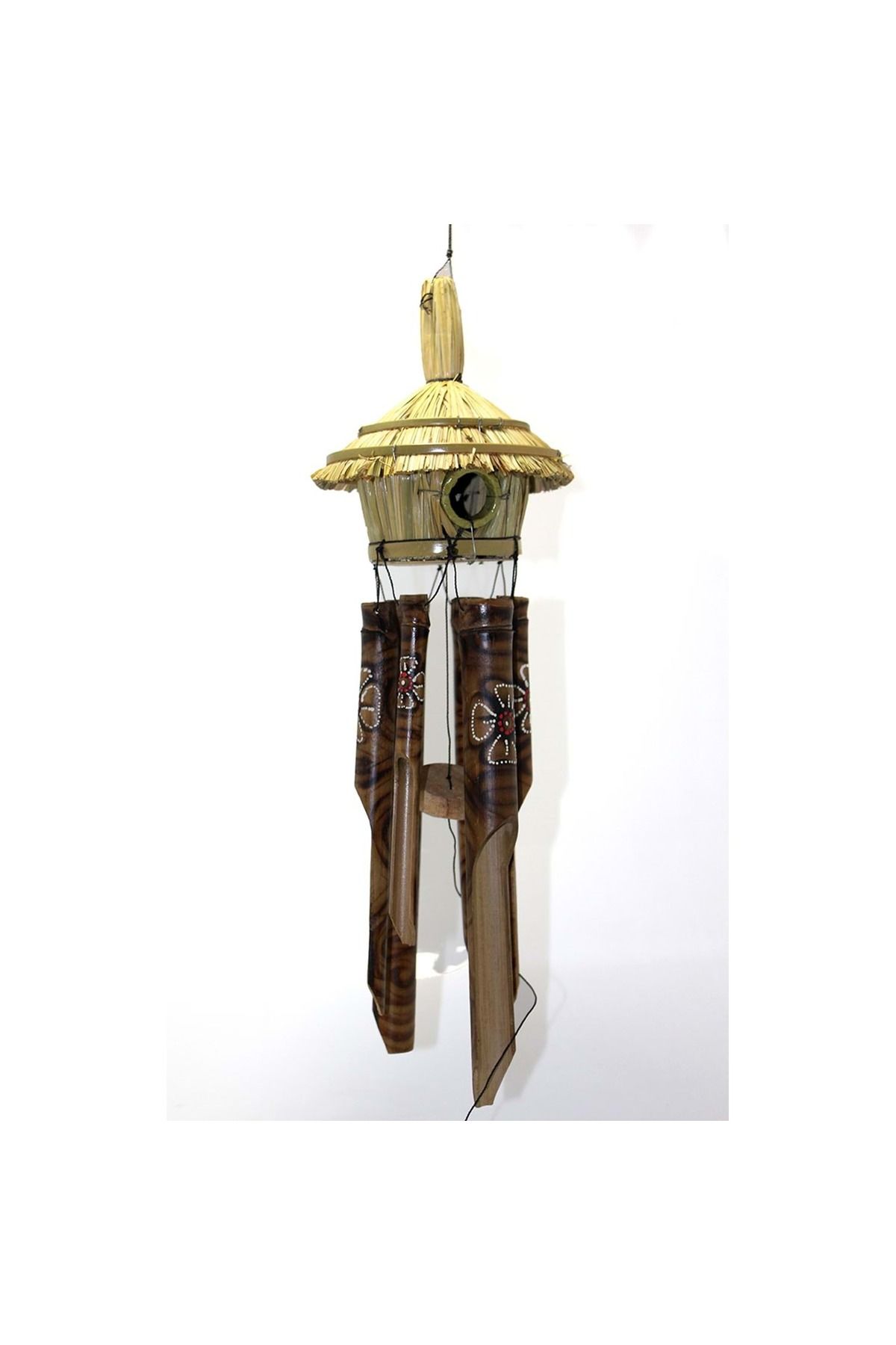 keyfimshop Hasır Kuş Yuvalı Bambu Çan 50cm
