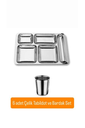 Becenhouse 12 Parça Piknik Kahvaltılık Çelik Tabildot Set ( 6 Adet Tabldot ,6...