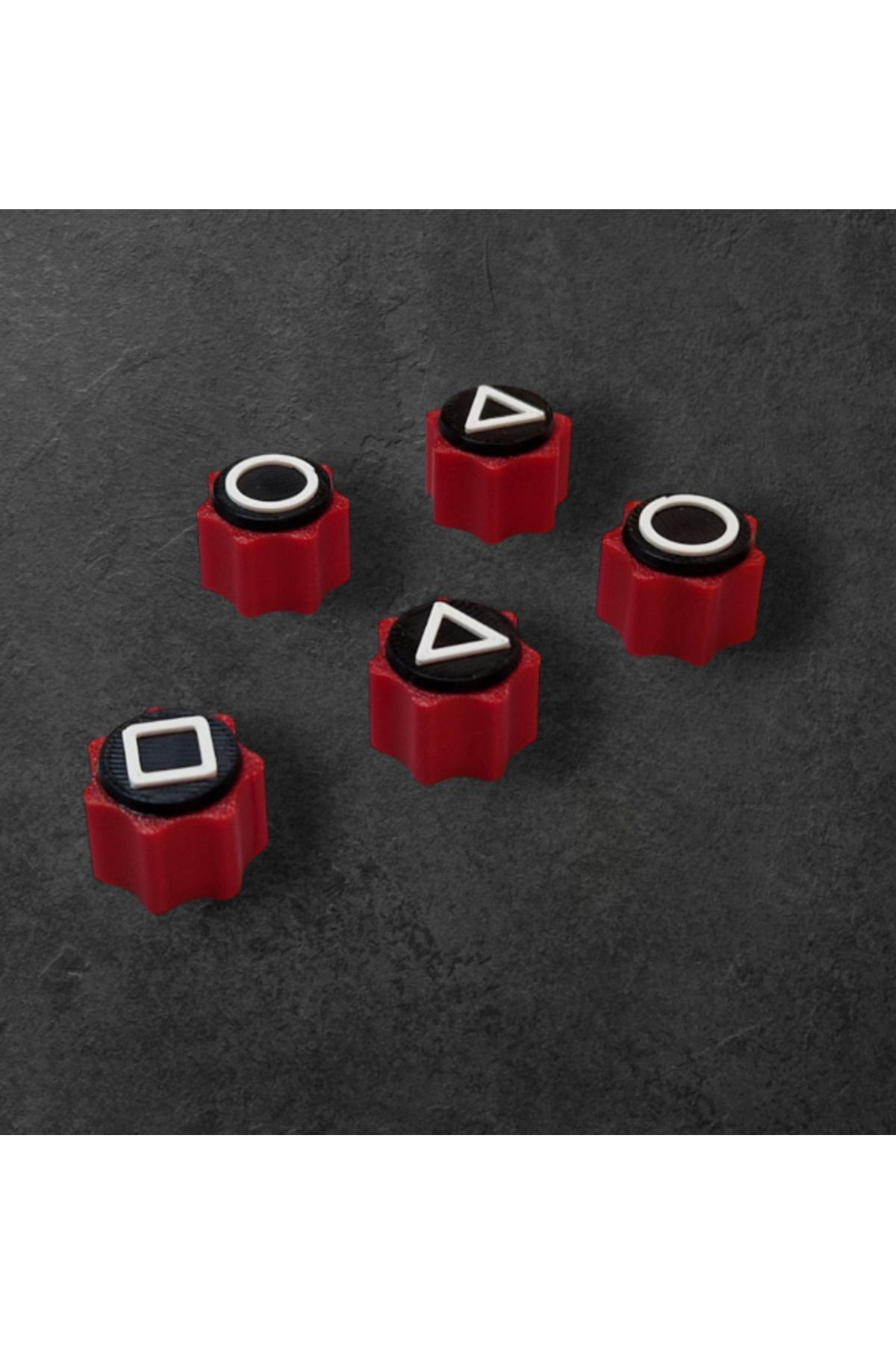 OEM-Red and black Gonggi game set with stand and keychain 3DONE MODELS, Squid Game, 3D printed 4
