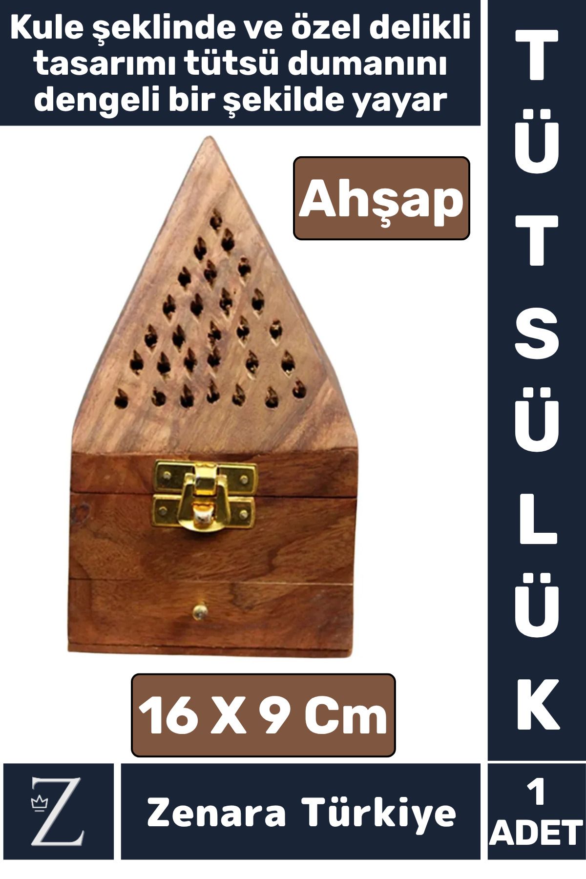 Zenara Yüksek Kalite Yoga Meditasyon Aromaterapi Chakra Pozitif Enerji Dayanıklı Ahşap KULE TÜTSÜLÜK 16 Cm