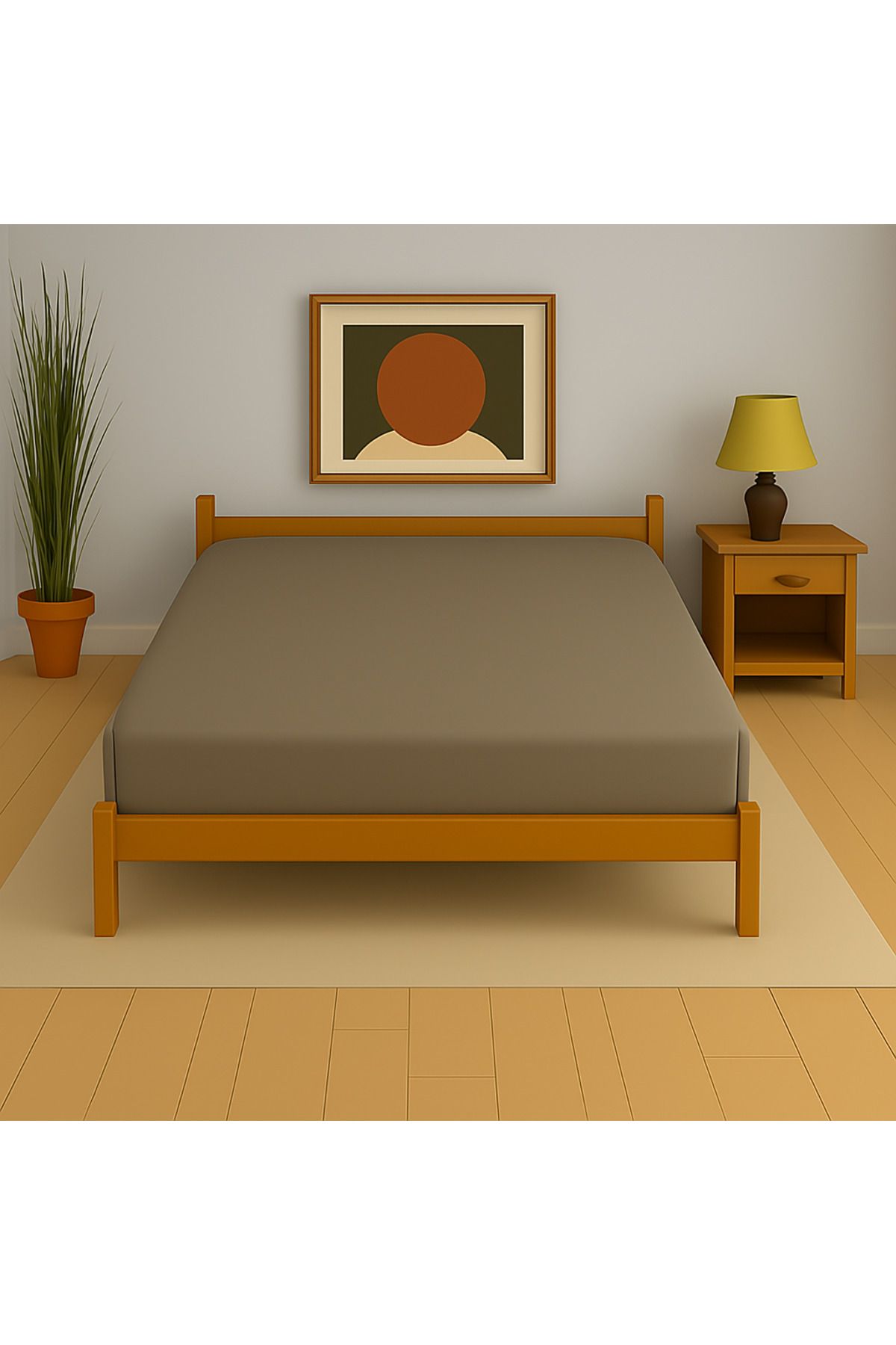 Uğurluel Home | Jersey | %100 Pamuk | Vizon | Ara Ebat 140x200 Lastikli Çarşaf