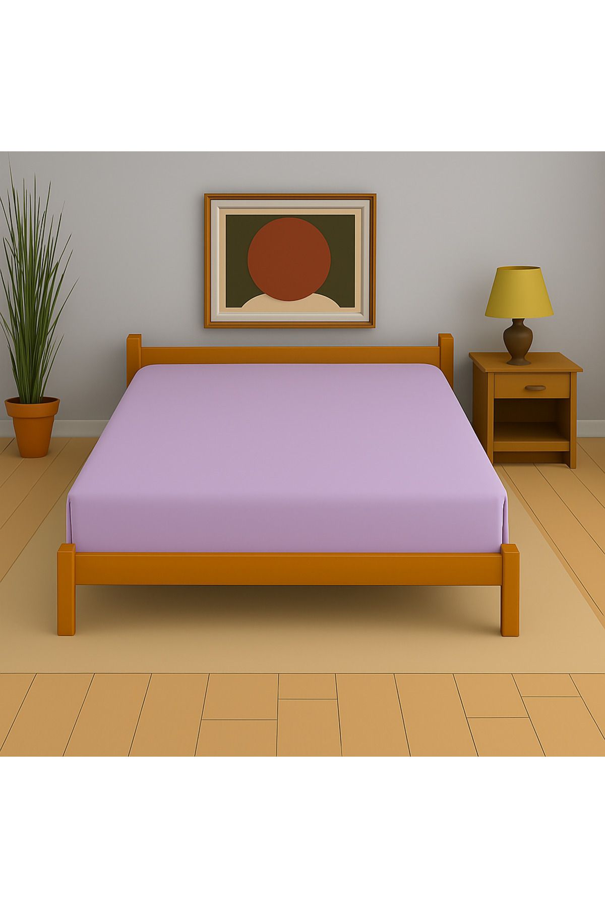 Uğurluel Home | Jersey | %100 Pamuk | Lila | Ara Ebat 140x200 Lastikli Çarşaf