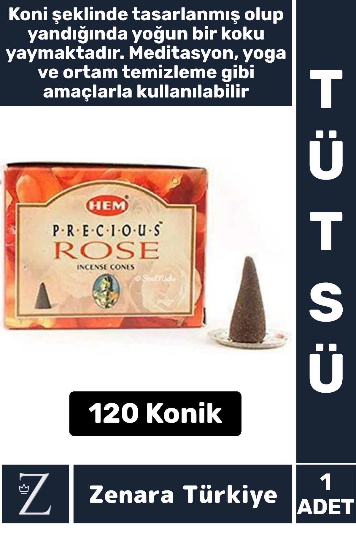Zenara Rahatlama Arınma Dinginlik Meditasyon Yoga Chakra Pozitif Enerji Hoş Kokulu KONİK TÜTSÜ 120 Adet