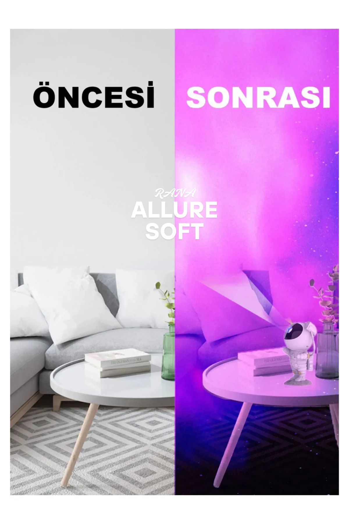 Allure soft Çocuklar İçin Uzay Temalı Astronot Gece Lambası Bluetooth Hoparlörlü