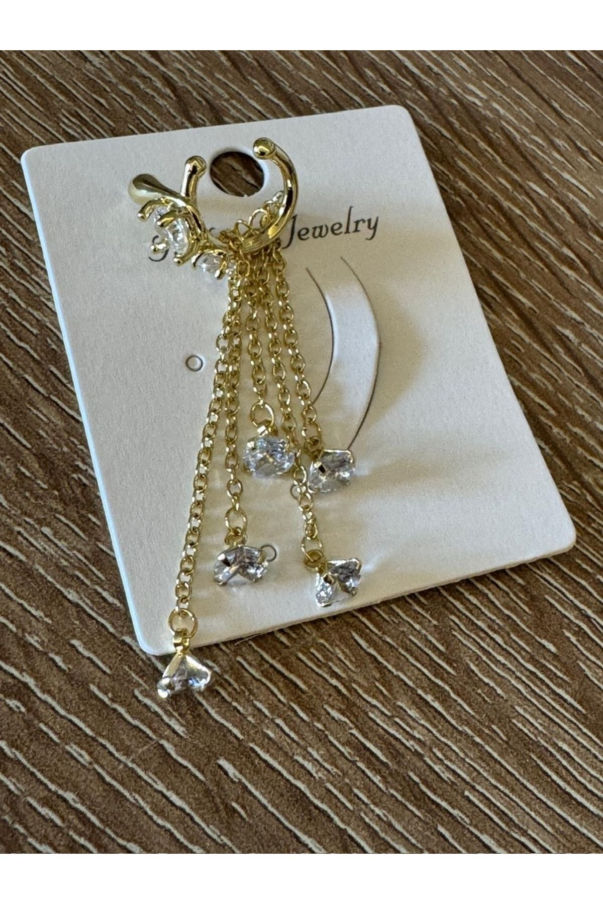 misstakıjewerly ÇELİK GOLD RENK TAŞLI SALLANTITLI KIKIRDAK MODEL KÜPE