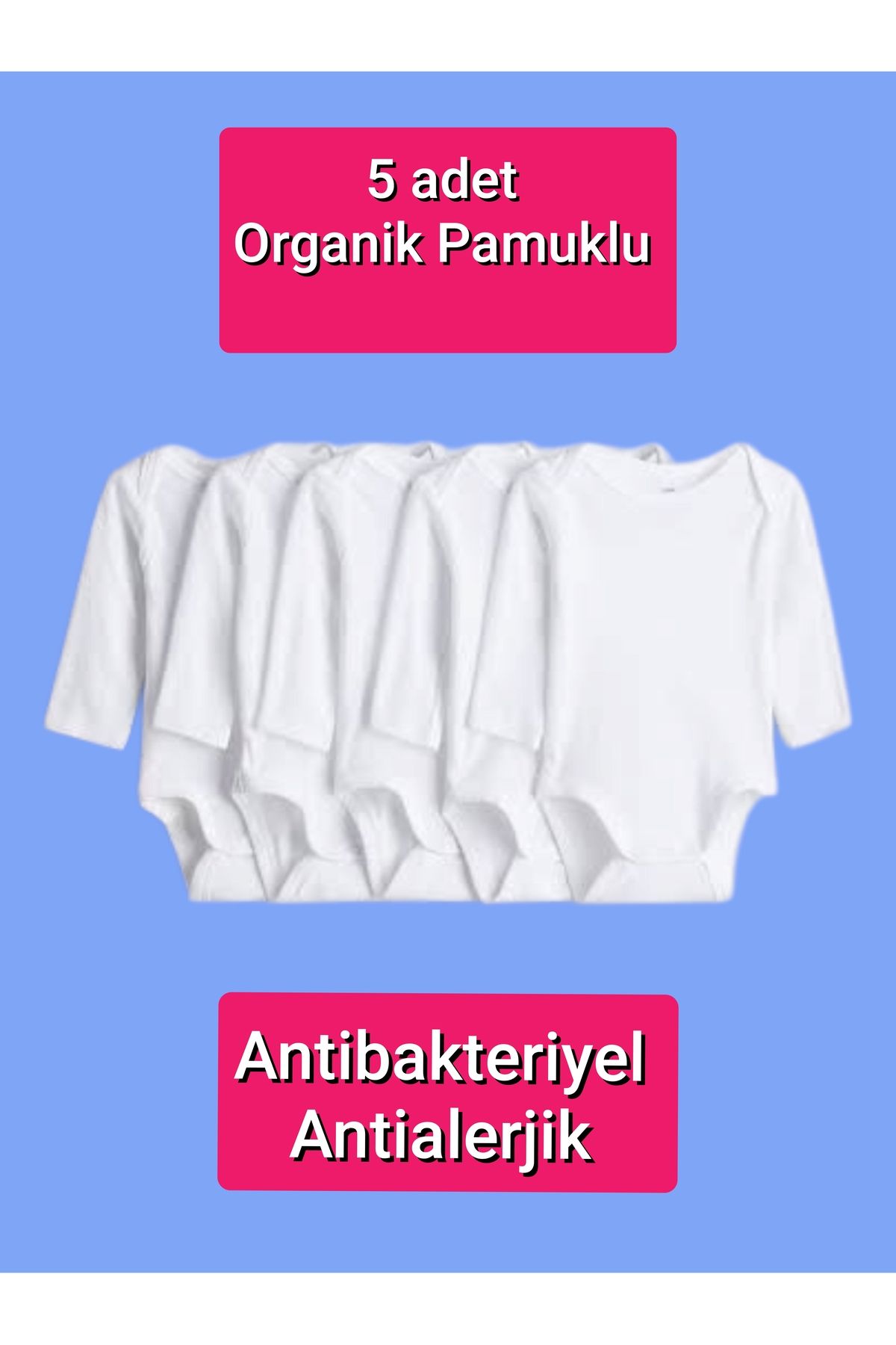 Avşar Baby 5 Adet Çıtçıtlı Bebek Body Zıbın Uzun Kollu