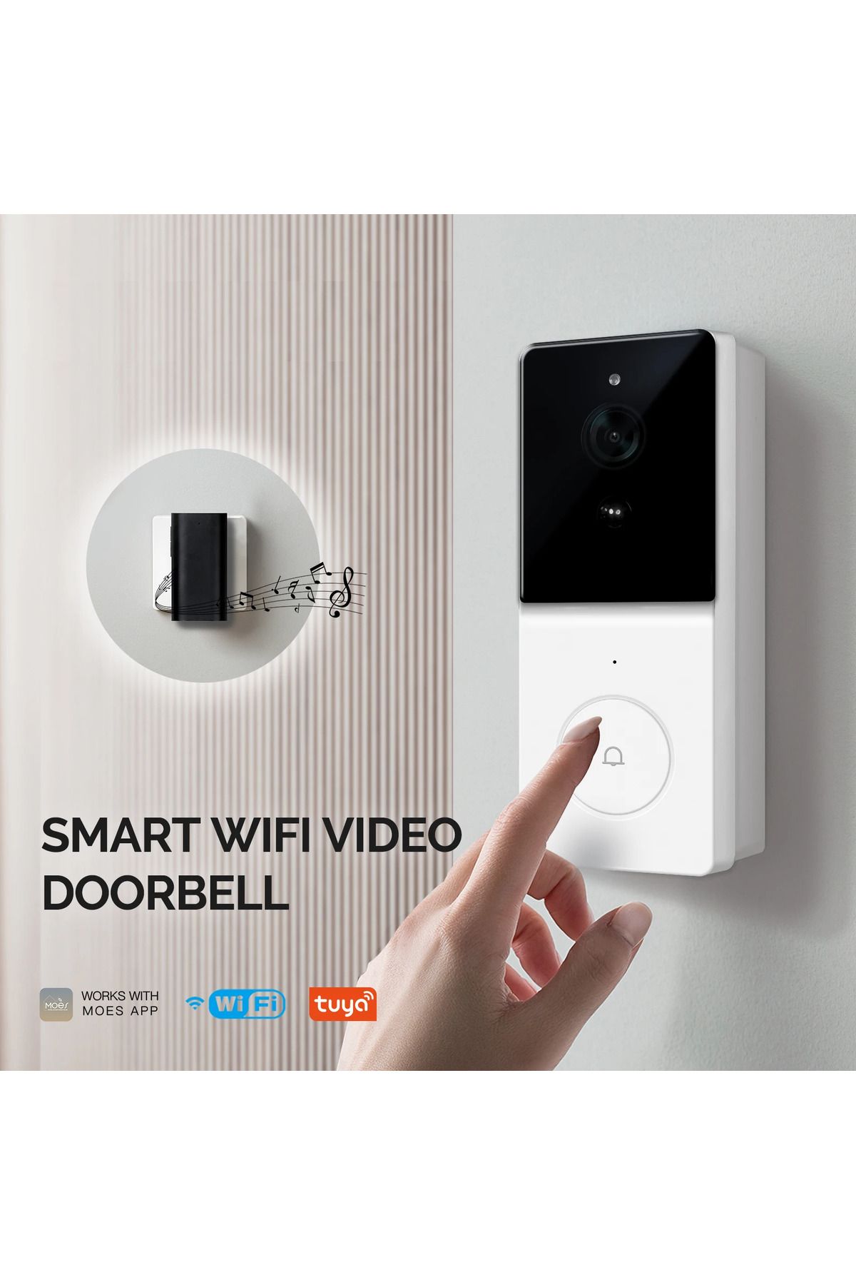 GÜMRÜK BEY Tuya Destekli Wifi Akıllı Kapı Zili Kamerası 2 Yönlü Sesli İnterkom 140 ° Geniş Açılı Güvenlik