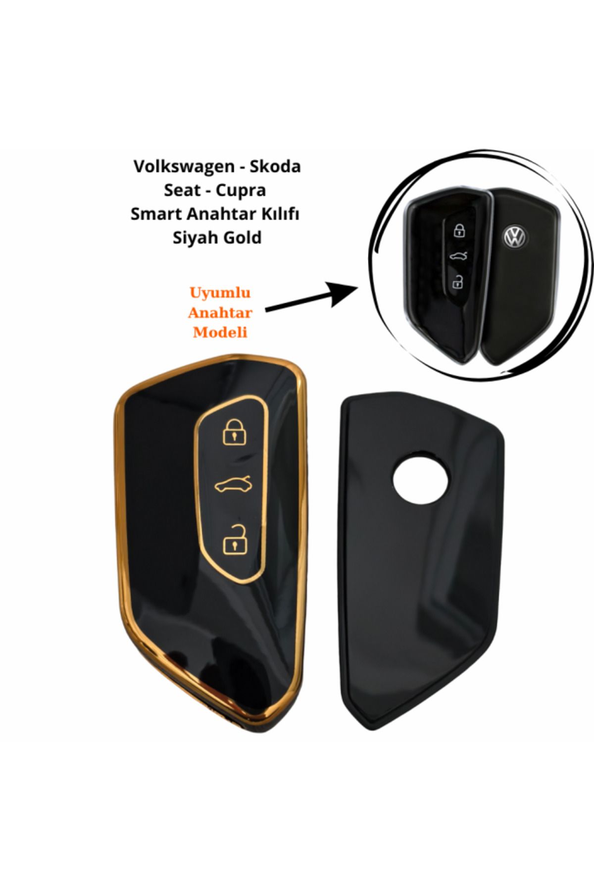 maxisepet Seat Leon Smart Anahtar Kumanda Kılıfı Siyah Gold 2020-2025