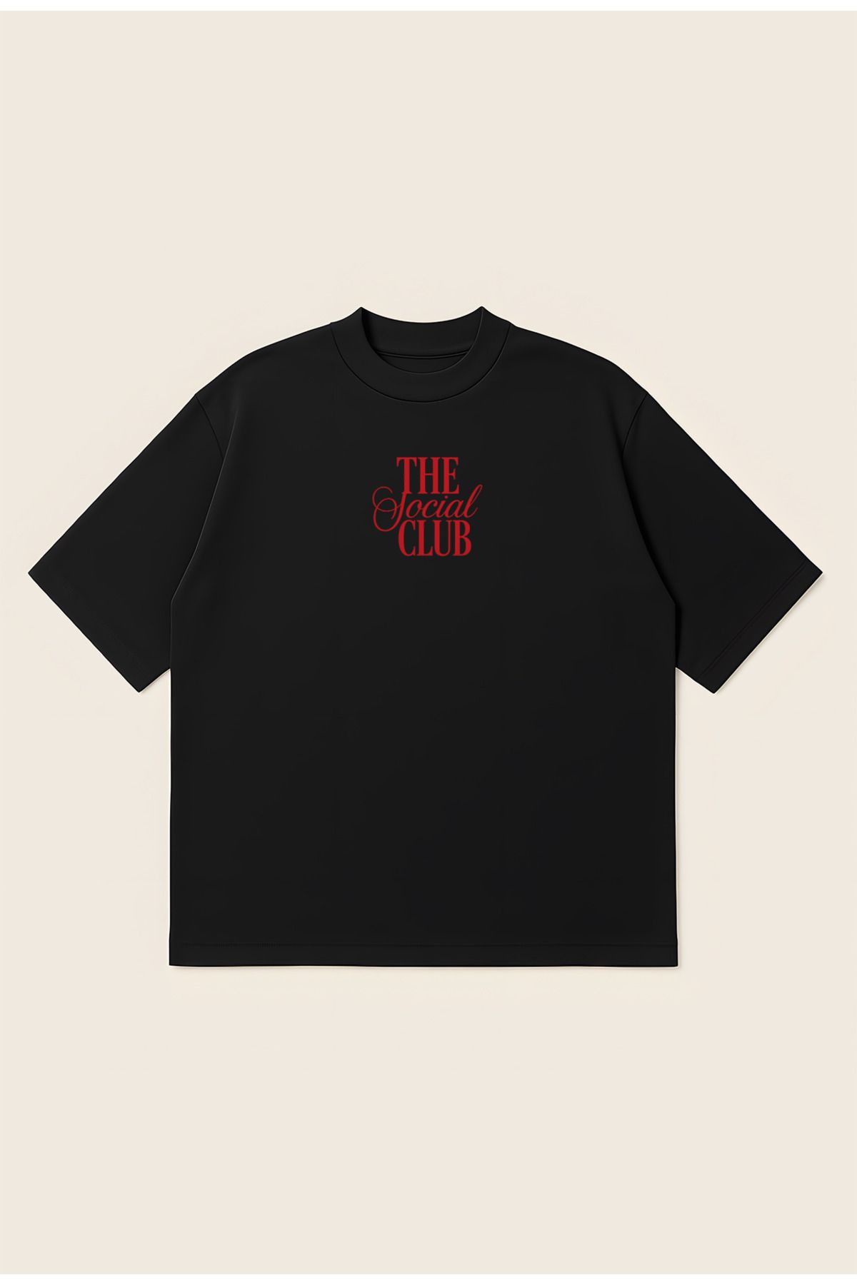 Moon Dancer Social Clup Unisex %100 Organik Pamuklu Kalın Dokulu Oversize Bisiklet Yakalı T-shirt