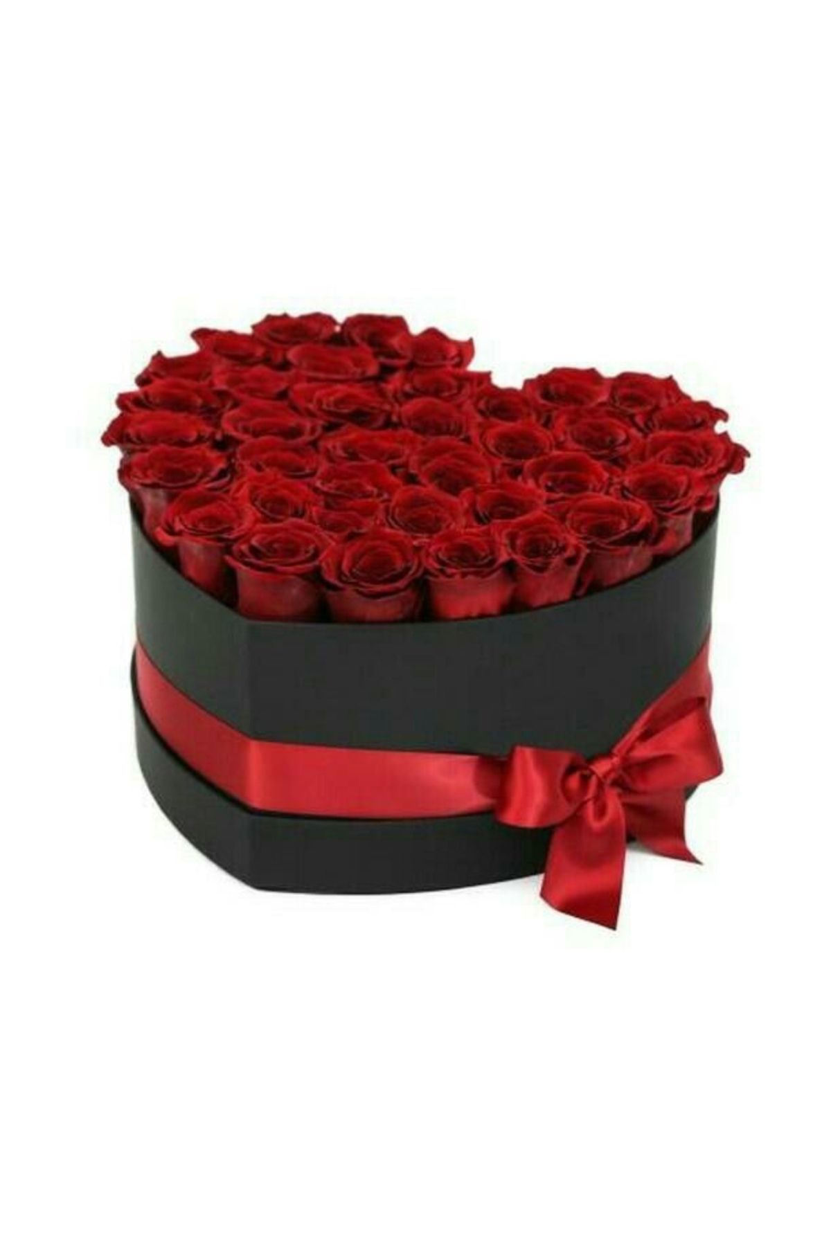 MSDA 🌹Lxury Kırmızı Gül 🌹 Siyah Kalpli Kutu