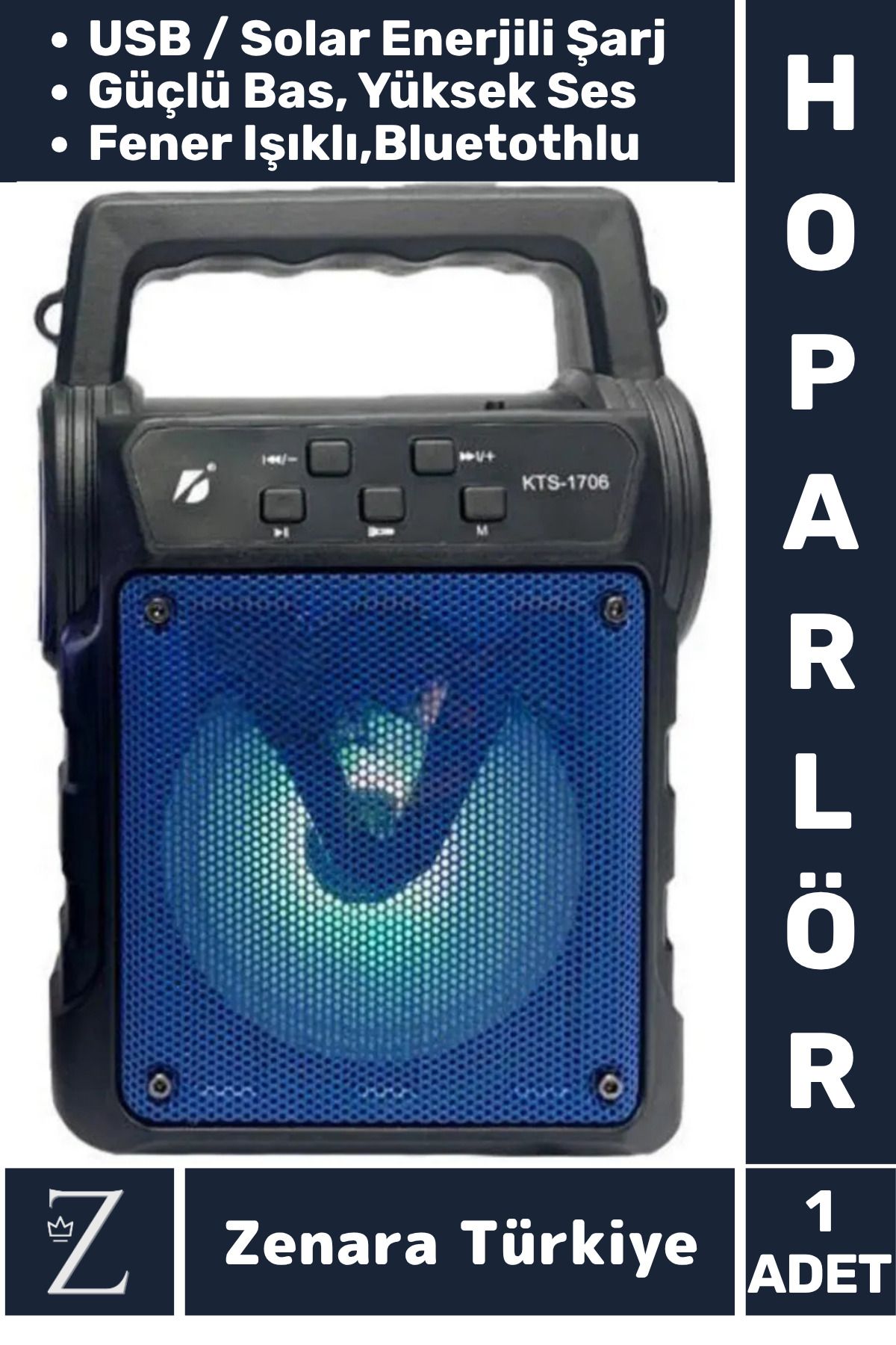 Zenara Kompakt Yüksek Ses Güçlü Bass Kamp Piknik Outdoor USB Solar Enerjili Fenerli BLUETOOTH HOPARLÖR