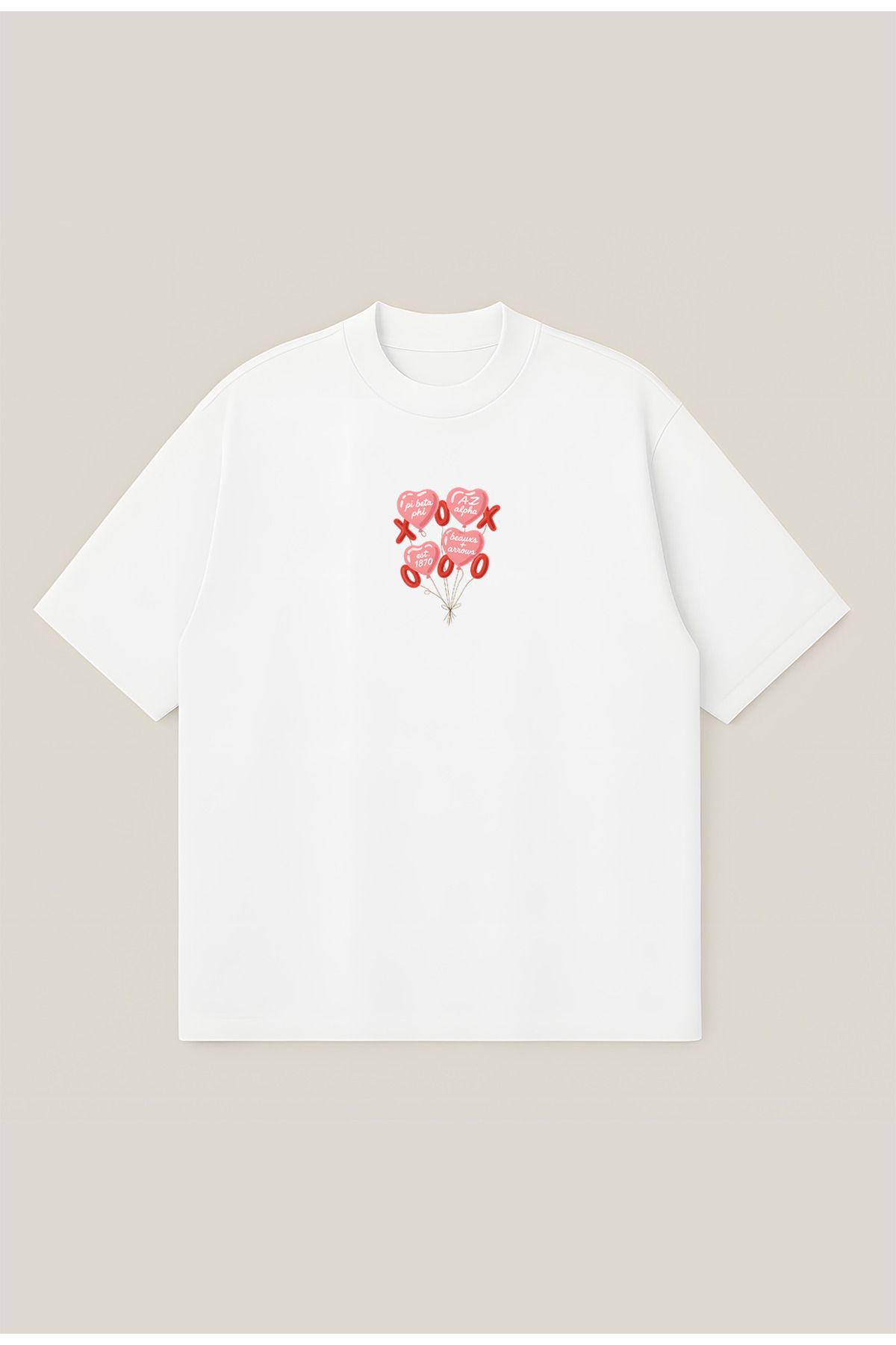 Moon Dancer XOXO Unisex %100 Organik Pamuklu Kalın Dokulu Oversize Bisiklet Yakalı T-shirt
