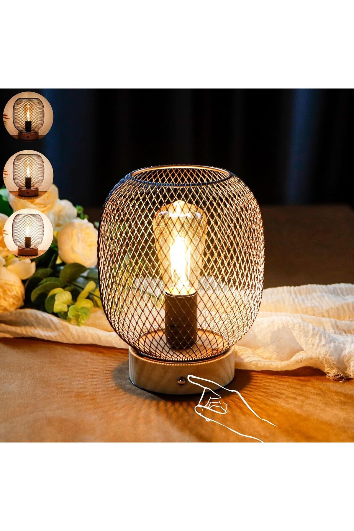 JHY DESIGN Metal Kafes LED Fener Kablosuz Masa Lambası