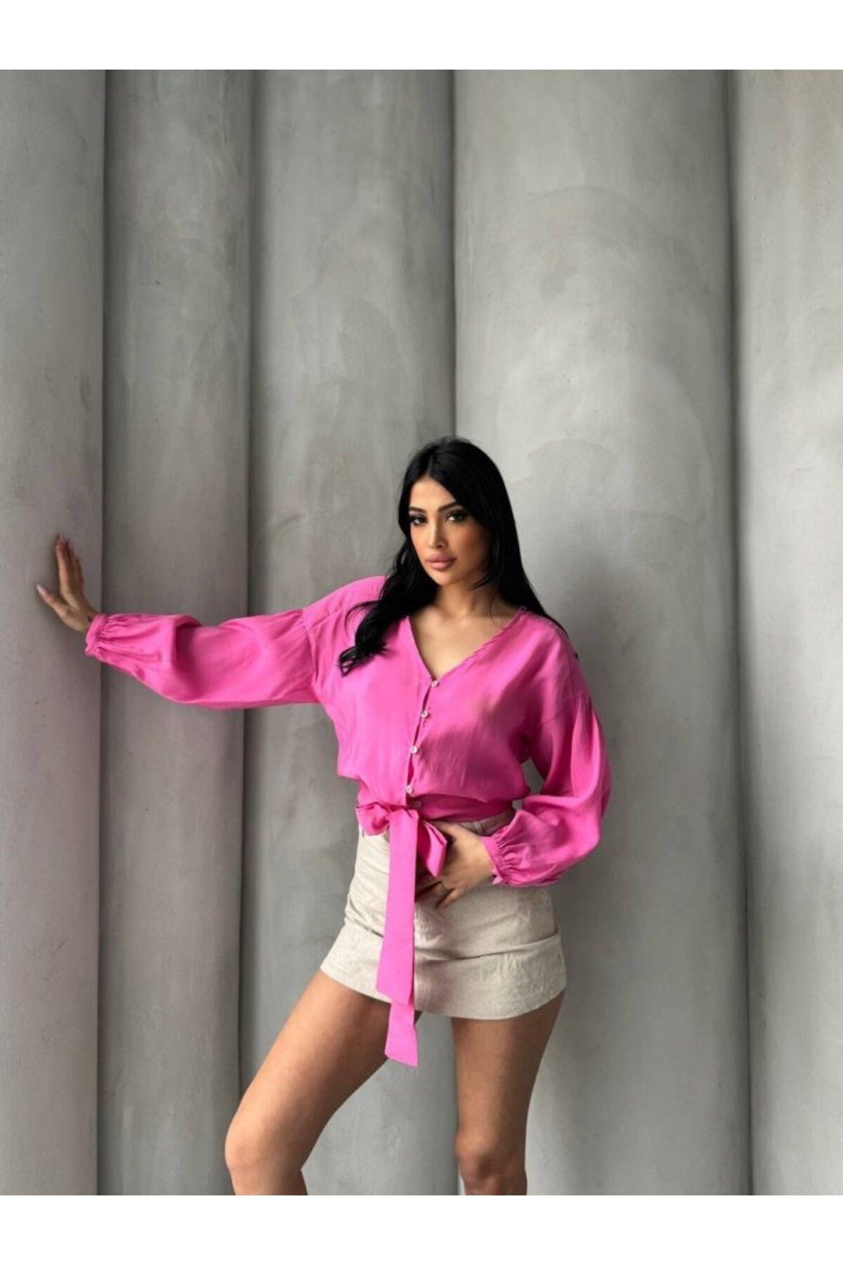 velmorafashion Bağlama Detaylı Gömlek