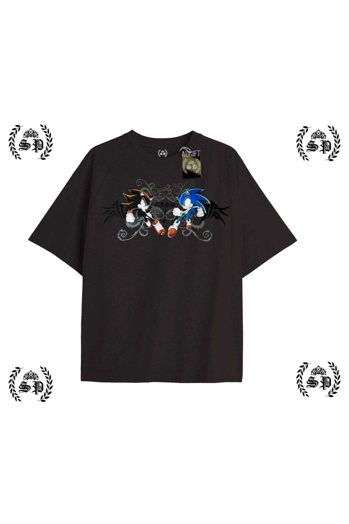 Tarzsokak Y2k SonICc Baskılı Siyah T-shirt