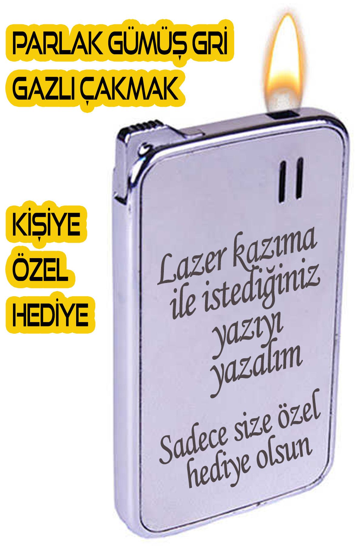 spldizayn Kişiye Özel Gümüş Renk Gazlı Çakmak