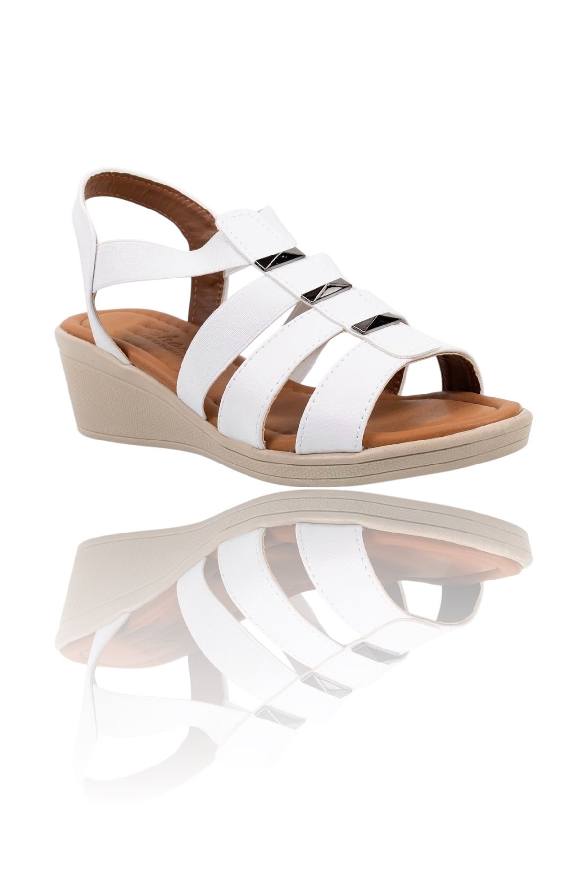 Y&D Shoes Kadın Ortopedik Günlük Sandalet – Beyaz & Siyah Renk Seçenekli – Rahat Lastikli Ayakkabı