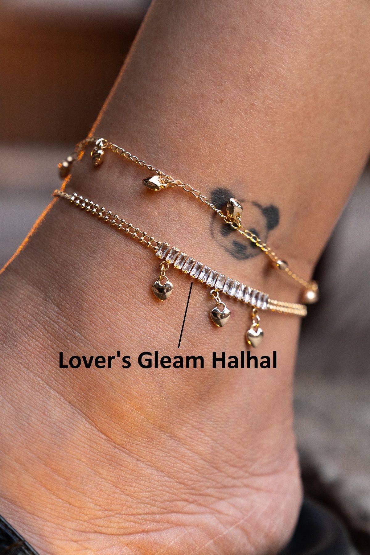 Moonjy Çelik Gold Baget Taşlı Kalp Charm'lı "Lover's Gleam" Halhal