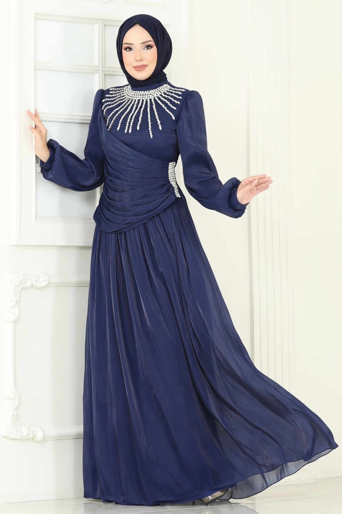 Modaselvim SUAL Önü Taşlı Organze Abiye 6238LPN858 Laci