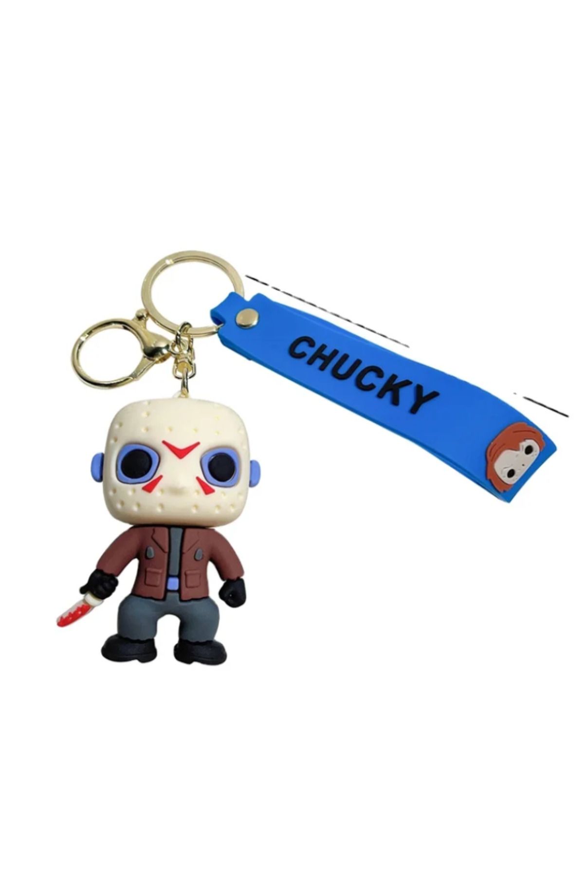 Bizde Ne Yok ki Fnaf Korku Filmi Karikatür Chucky Leatherface Bebek Anahtarlık Llaveros 3D Lüks Boy