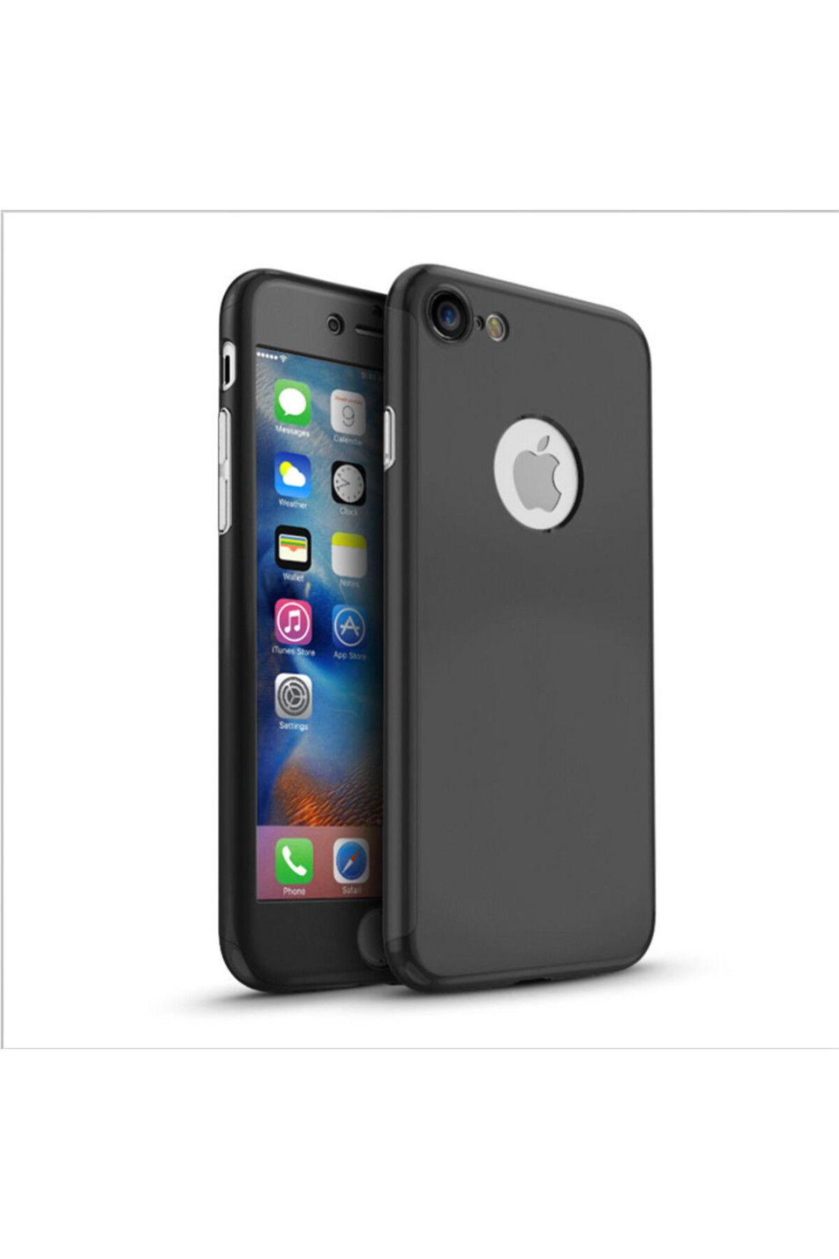 OEM-MyStyle Black Fullbody Case for Apple iPhone 8 360 degree full coverage with free glass protector 2
