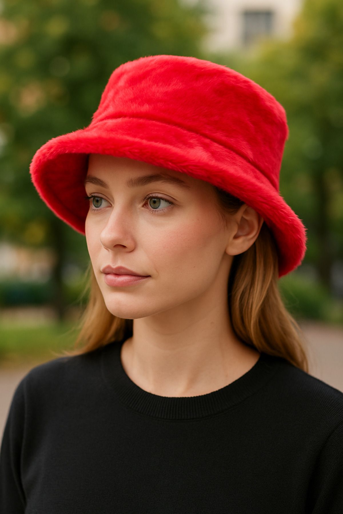 Nuva Land Kadın Peluş Bucket Şapka