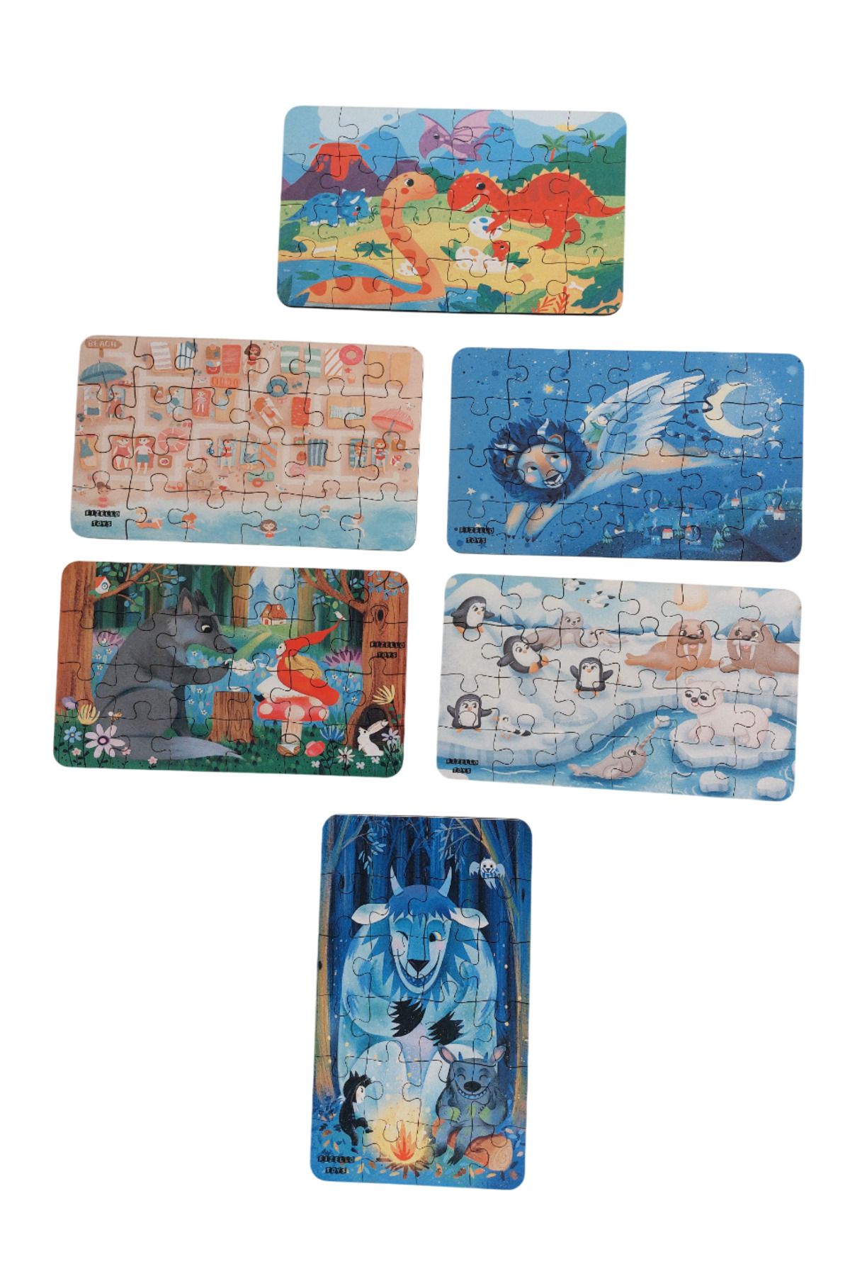 Fizello 6 Adet 24 Parça 12,5 x 21 cm Eğitici Ve Öğretici Ahşap Çocuk Puzzle & Yapboz Oyuncak Çerçevesiz