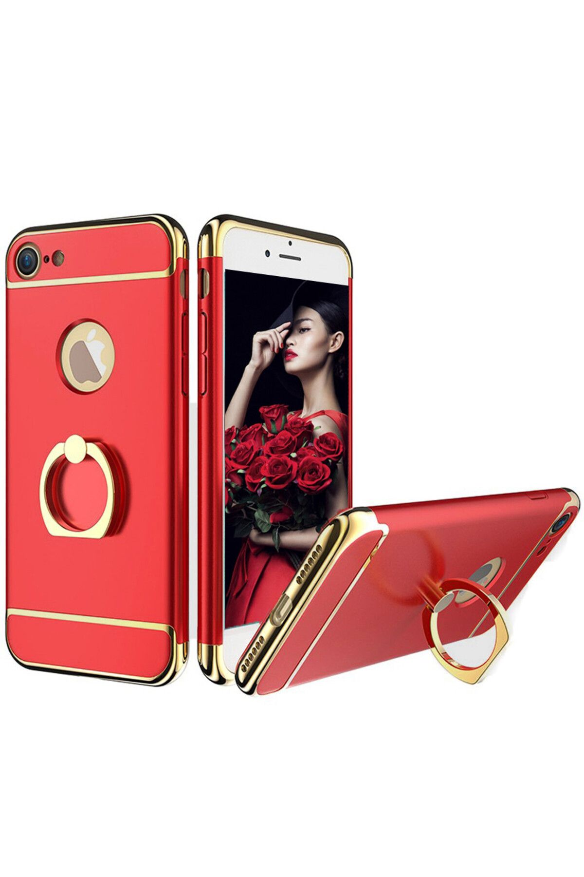 OEM Carcasa Pentru Iphone 7 Oferă Protecție 3 În 1, Ultrasubțire - Deluxe Red Ring - One Size