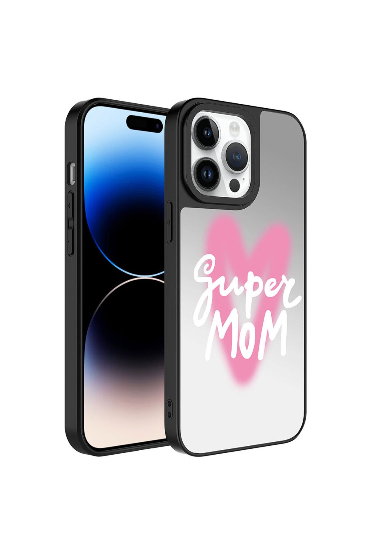 halkhouse İphone 14 Pro Kılıf Aynalı Desenli Kamera Korumalı Parlak Sert Silikon Esnek Renkli Mirror Kapak