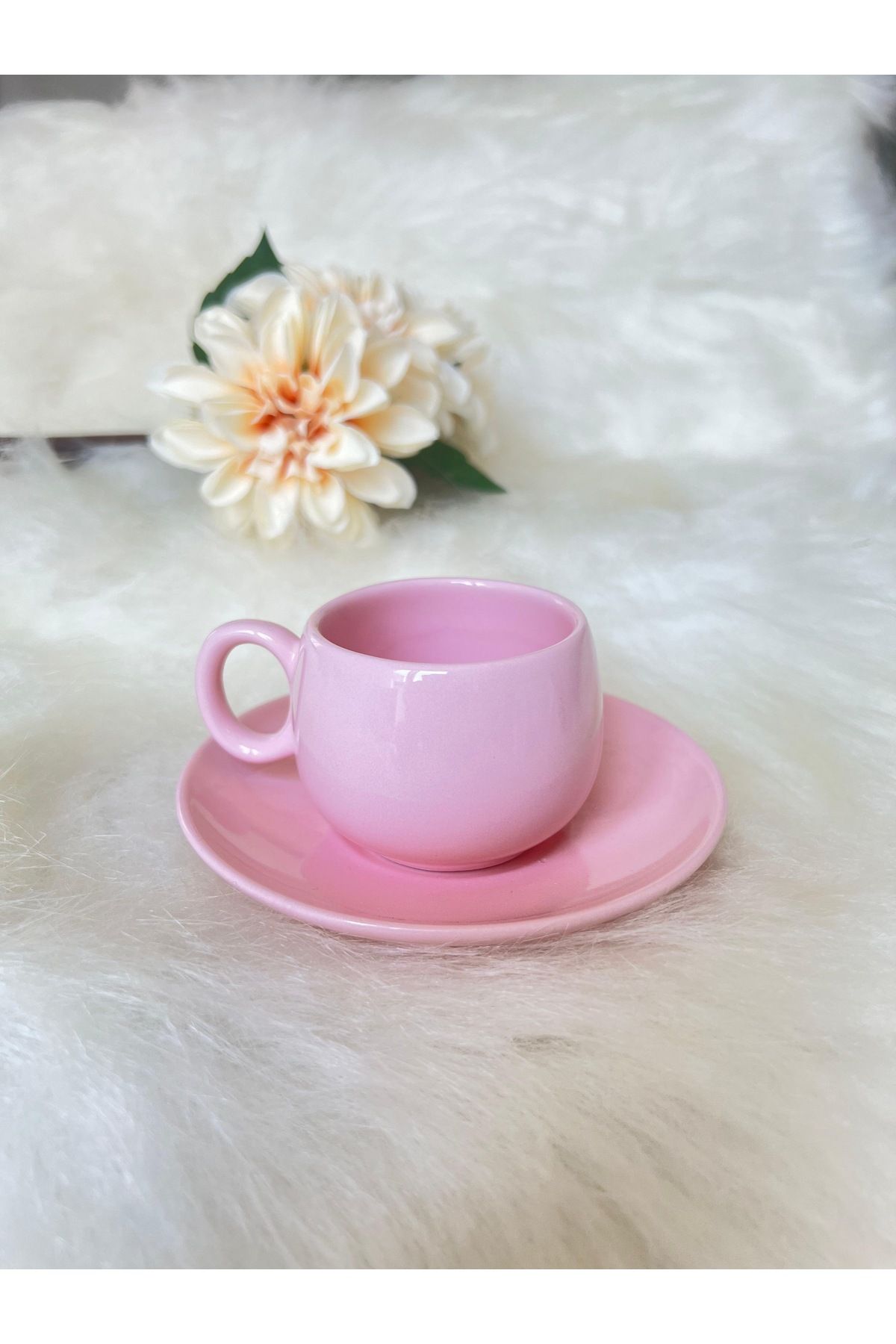 TAMER YİĞİT Tombul Kahve Fincanı 1 Adet - Pembe