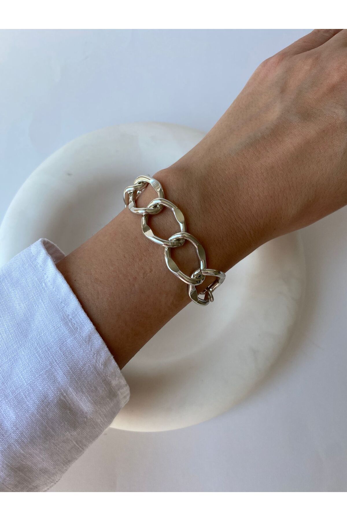 marsel aksesuar Zincir Model İthal Silver Renk Bileklik