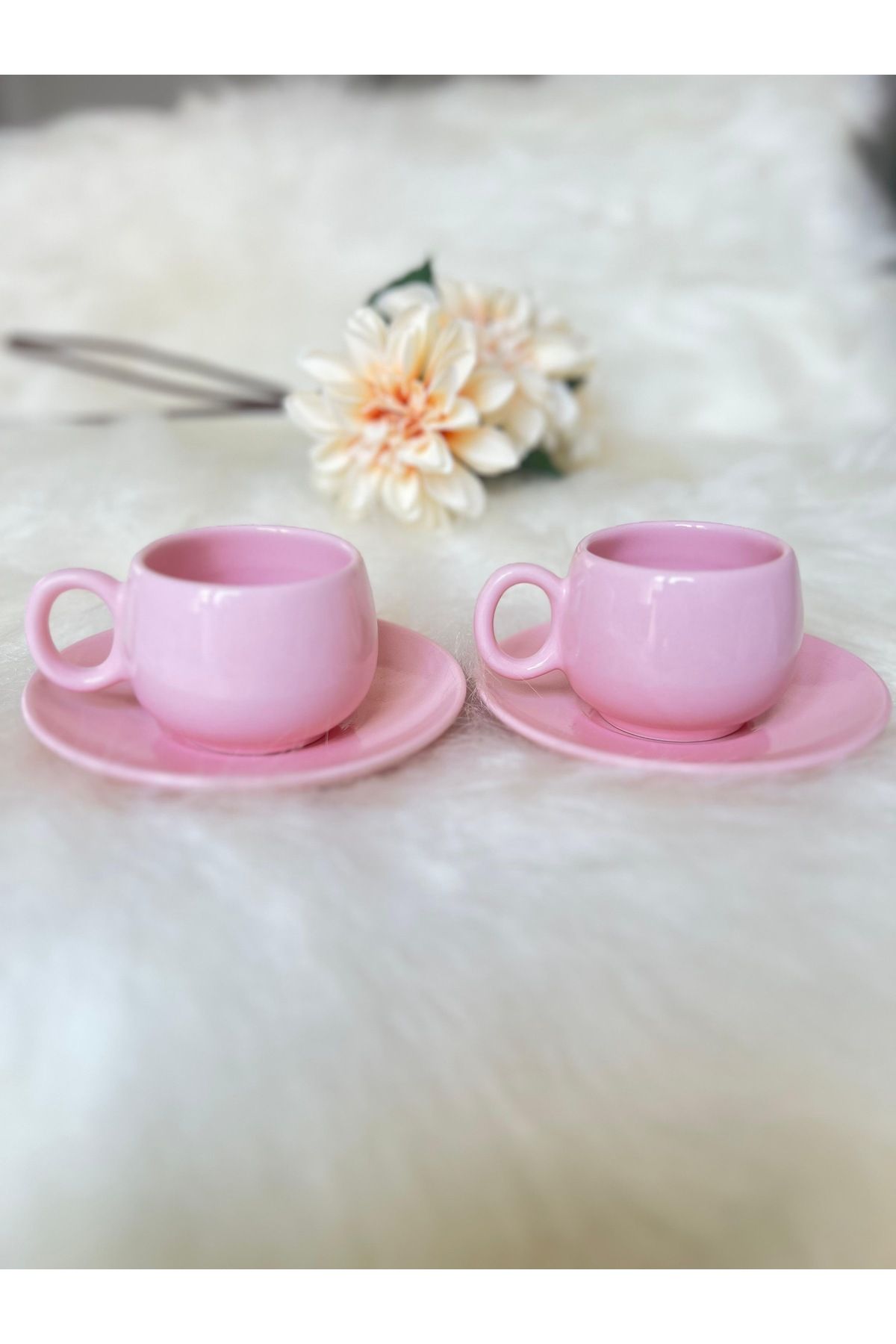 TAMER YİĞİT Tombul Kahve Fincanı 2 Adet - Pembe