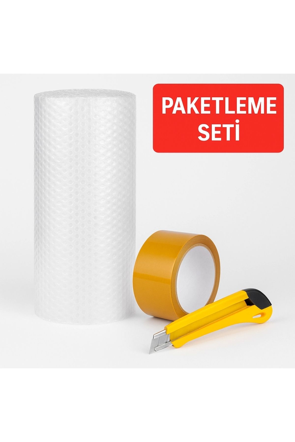 Mçb Group 100 cm x 25m Balonlu Naylon + Vege Koli Bandı + Maket Bıçağı Paketleme Seti