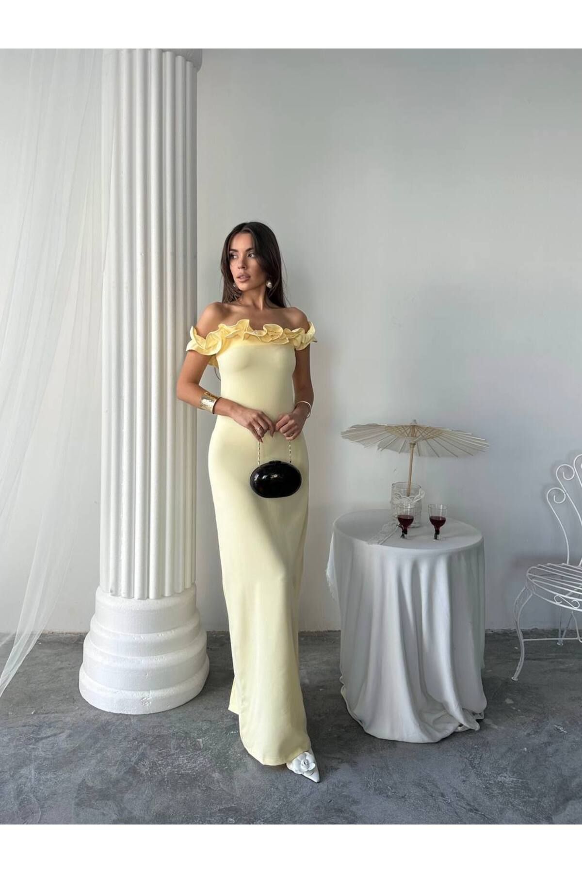 conconmoda Yuna Tasarım Uzun Atlas Elbise