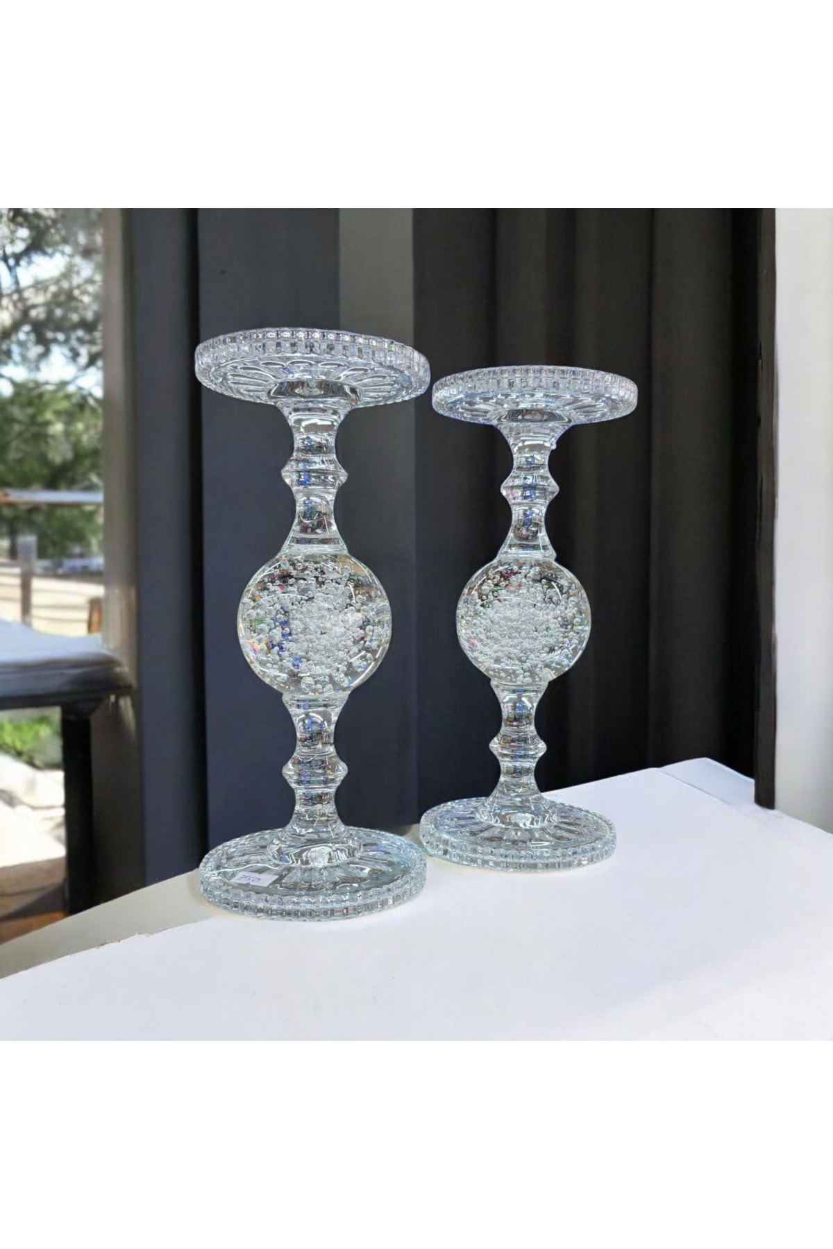 Dekoratif 2 Lİ Kristal Cam Şamdan /Mumluk