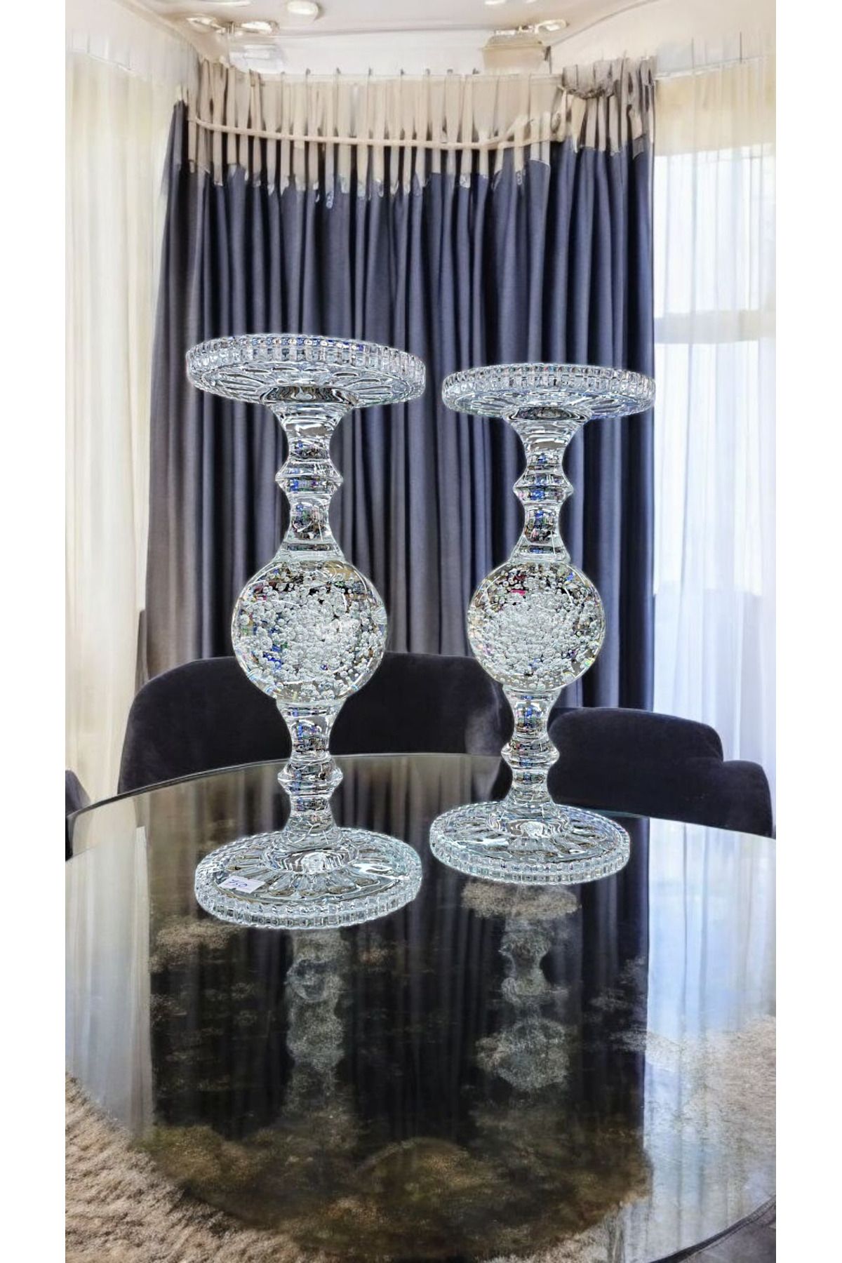 AYZ HOME 2 Lİ Kristal Cam Şamdan /Mumluk